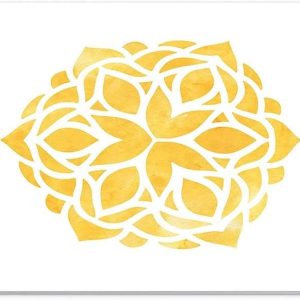 Mouse Pad Mandala Galbenă Watercolor – Design Zen, Suprafață Textilă Fină, 22 x 18 cm