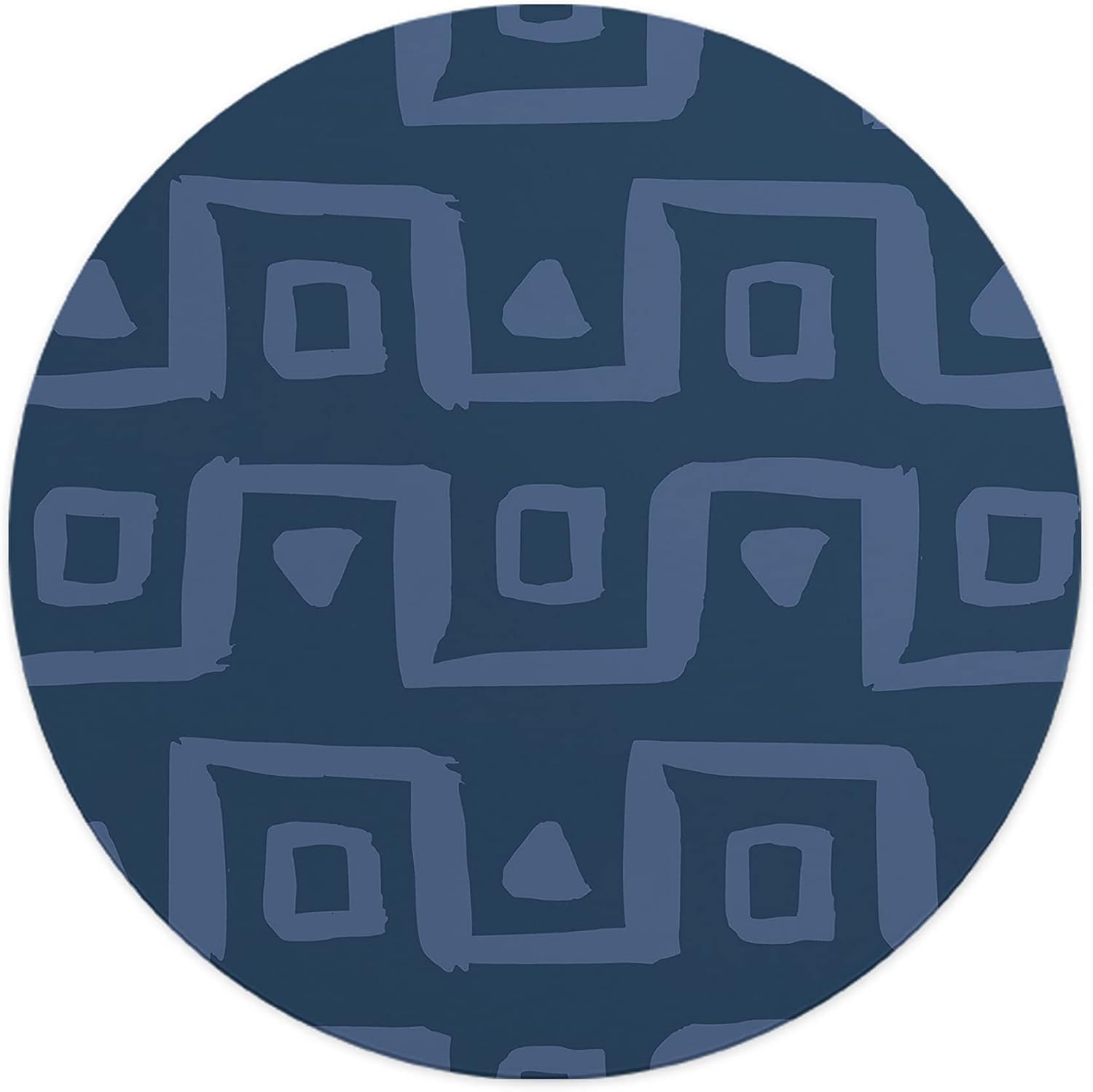 Mousepad Rotund 22 cm – Eleganță și Structură cu Design Geometric Albastru Marin
