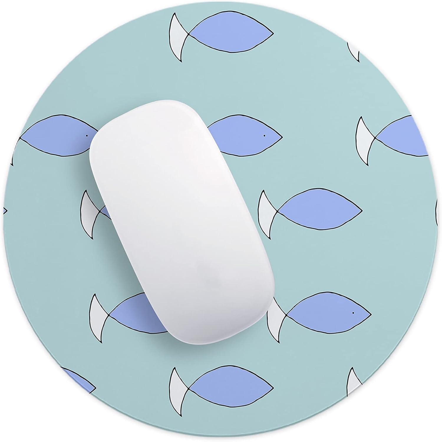 Mousepad Rotund 22 cm – Calm și Fluiditate cu Design Pattern Peștișori Pastel - imagine 4