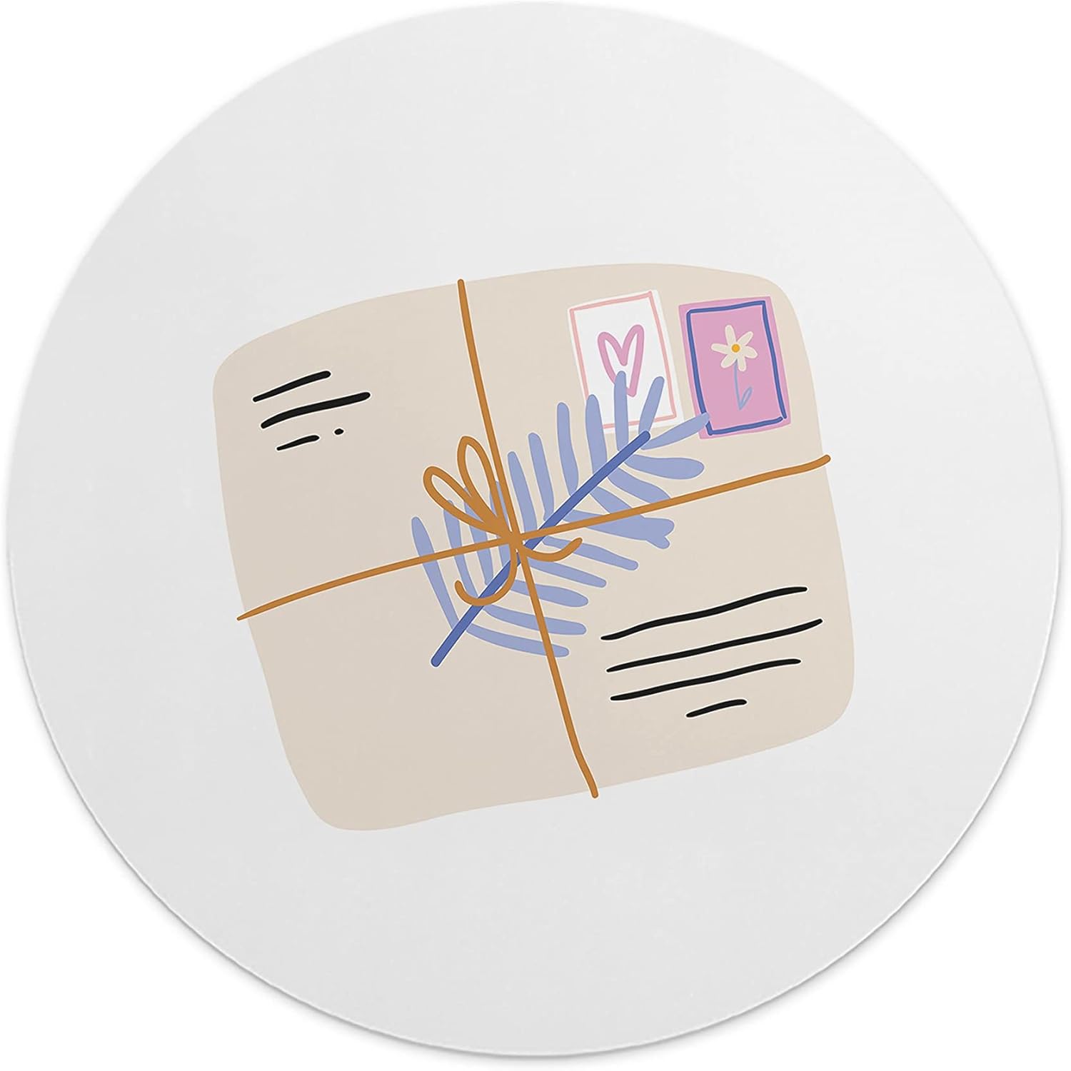 Mousepad Rotund 22 cm – Farmec Retro și Eleganță cu Ilustrație Plic și Lavandă