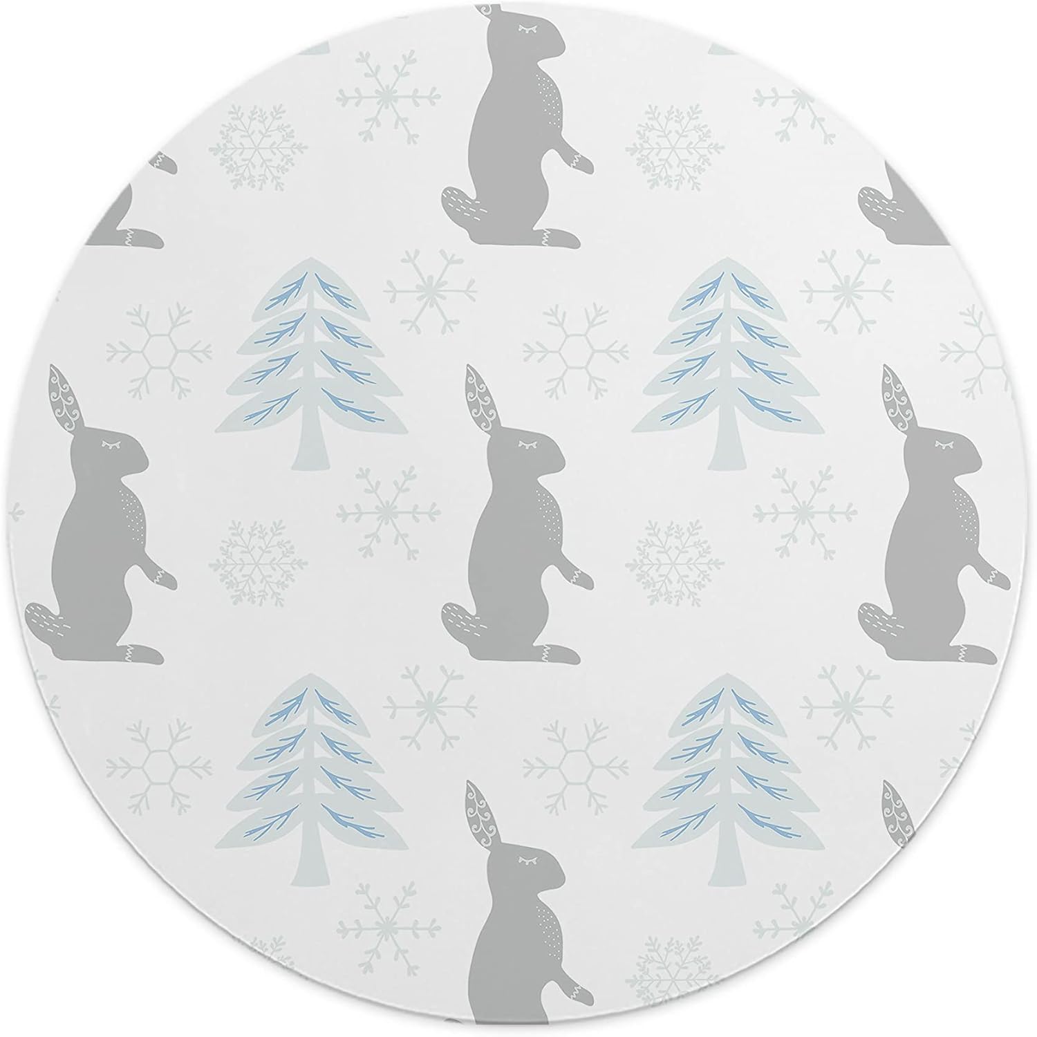 Mousepad Rotund 22 cm – Povestea de Iarnă cu Iepuraș și Brazi