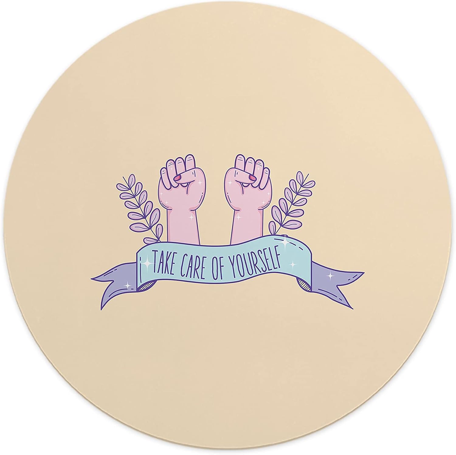 Mousepad Rotund 22 cm – Inspirație Zilnică cu Design „Take Care of Yourself”