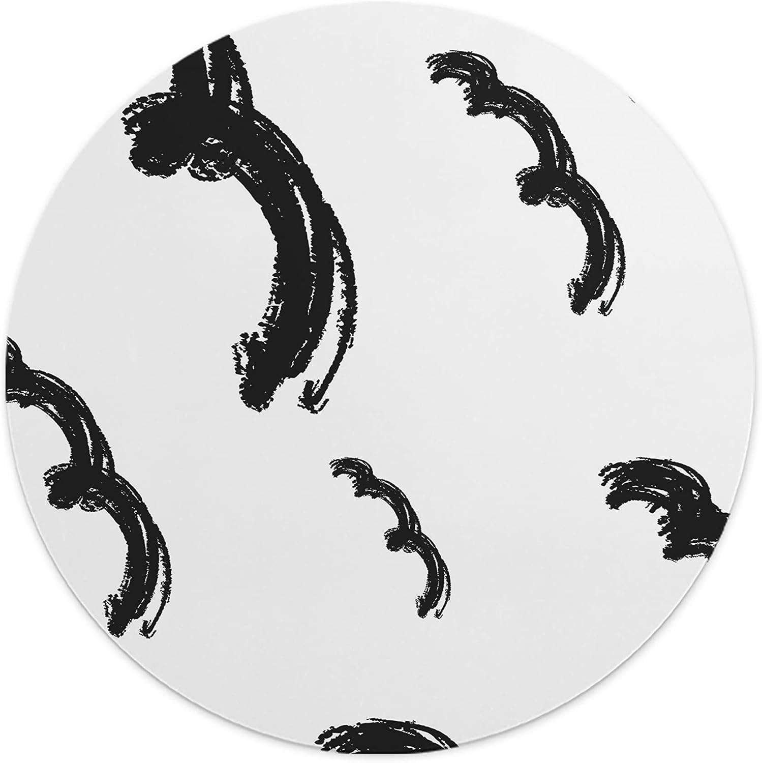 Mousepad Rotund 22 cm – Eleganță Abstractă în Contrast Alb-Negru