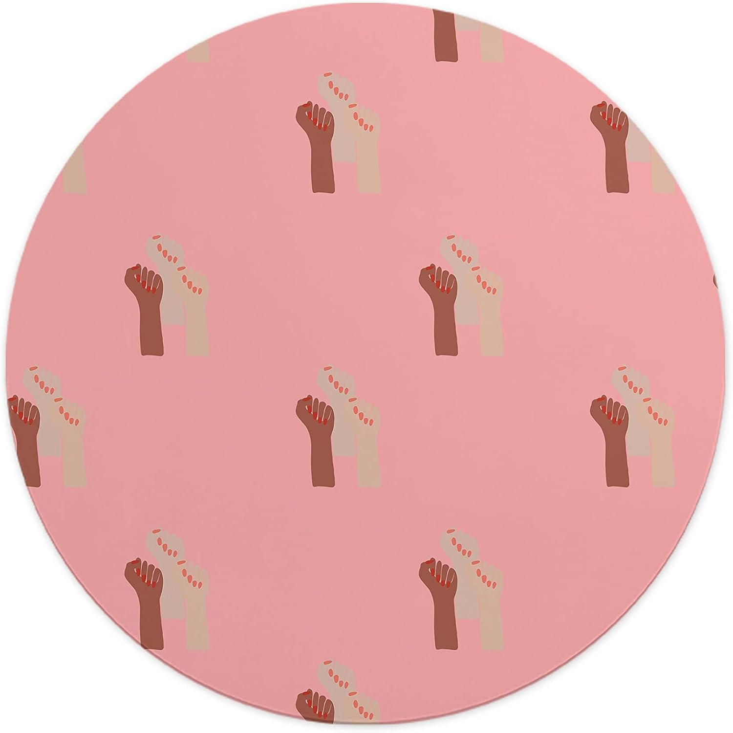 Mousepad rotund 22 cm roz cu simboluri feminine, antiderapant