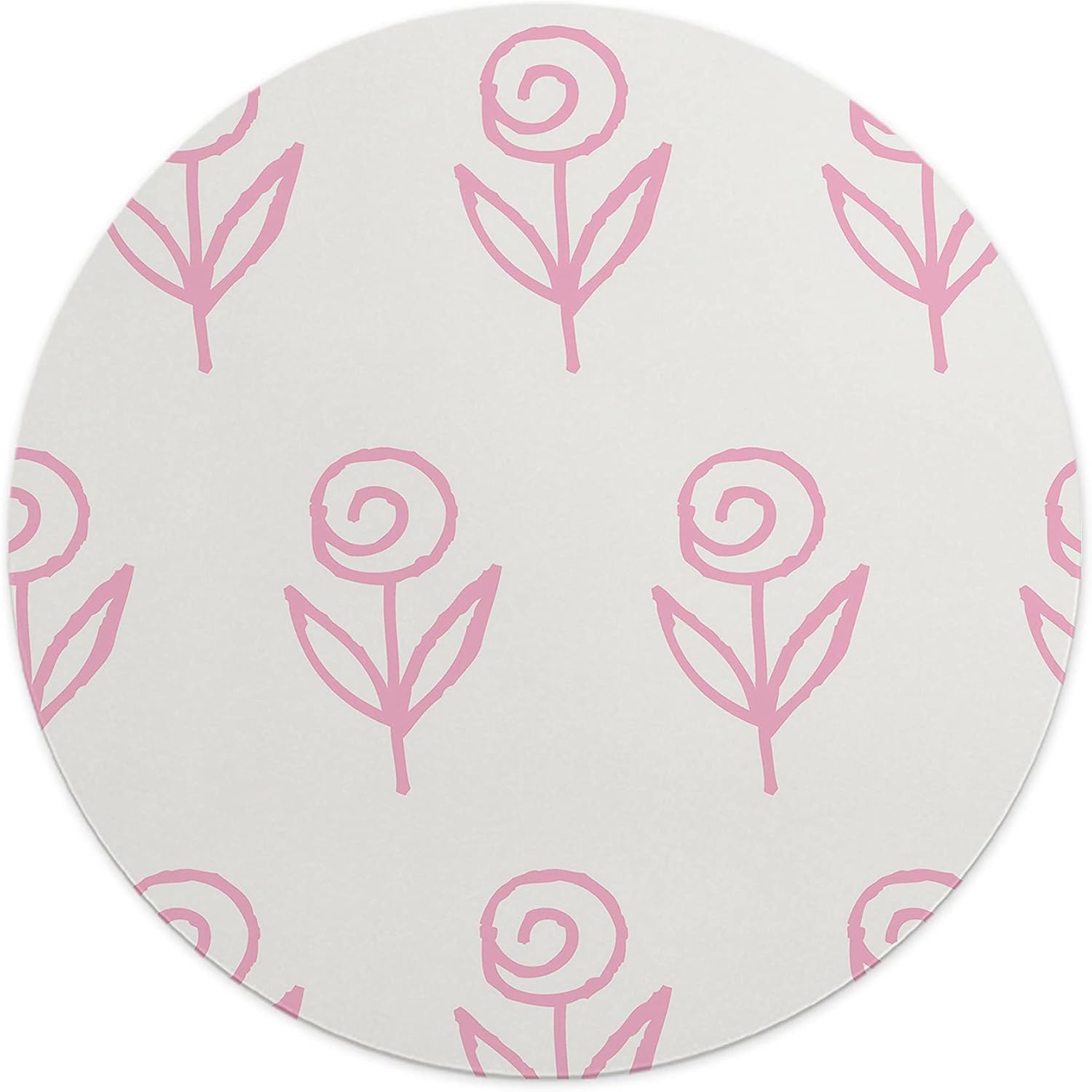 Mousepad Rotund 22 cm – Simplitate și Eleganță cu Flori Roz