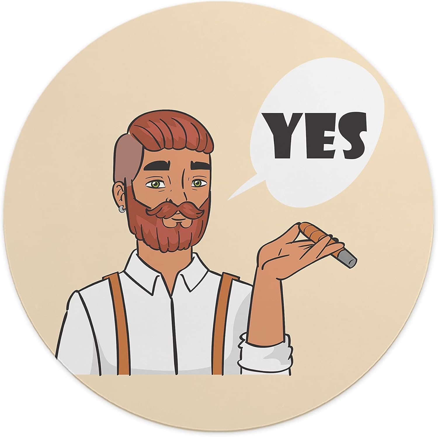 Mousepad Rotund 22 cm – Design "YES" Gentleman cu Stil