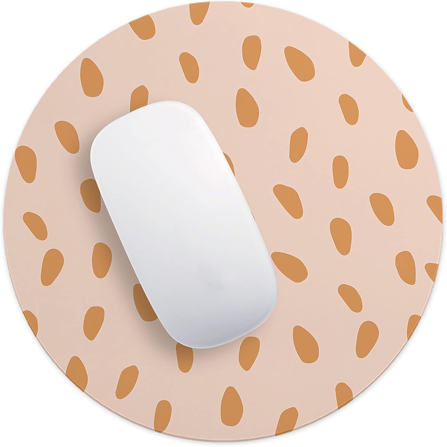Mousepad Rotund 22 cm – Căldură și Stil cu Design Abstract Picături Caramel pe Roz - imagine 4
