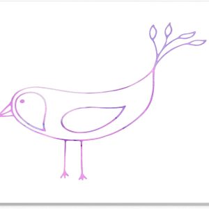 Mouse Pad Pasăre Mov Minimalist – Design Linear Watercolor, Suprafață Textilă, 22 x 18 cm