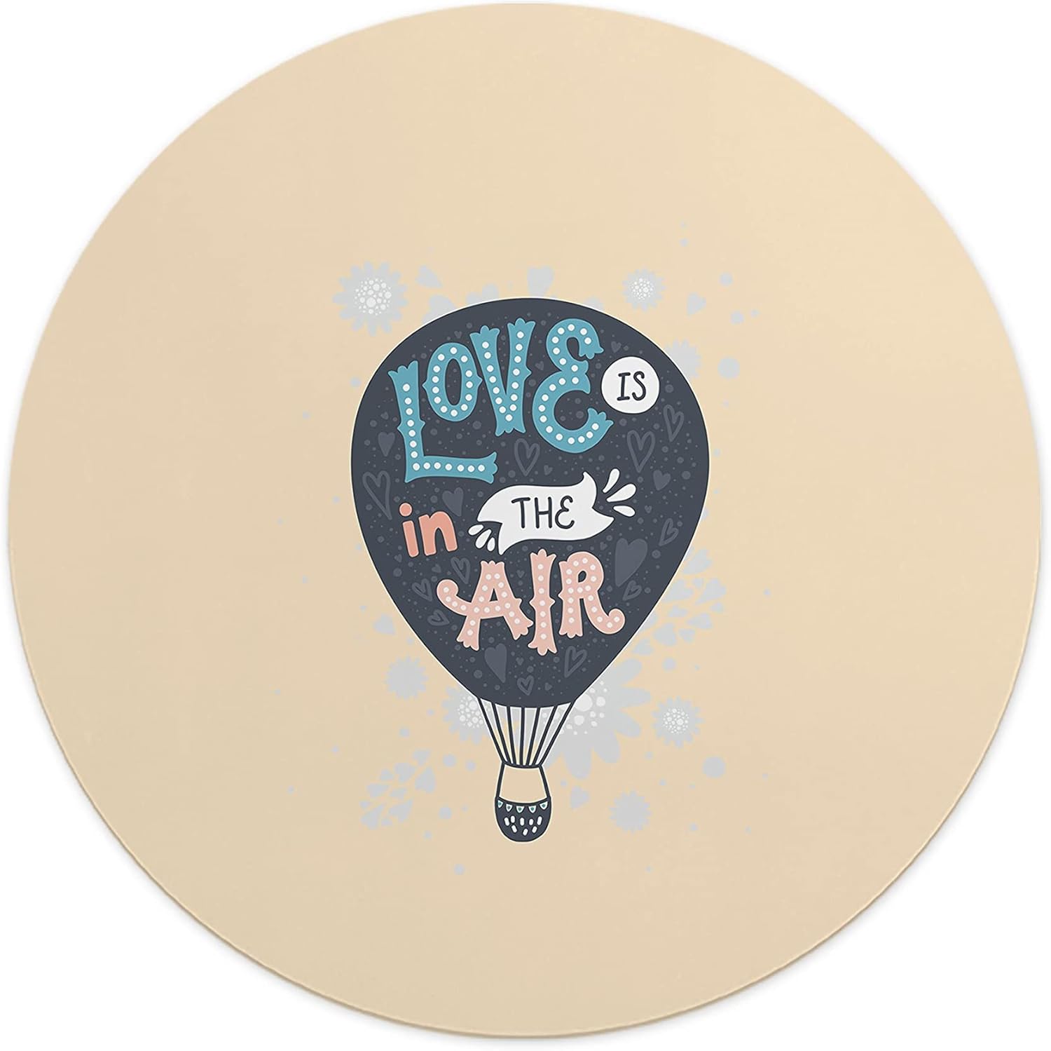 Mousepad Rotund 22 cm – Design "Love is in the Air" pentru un Birou Plin de Inspirație