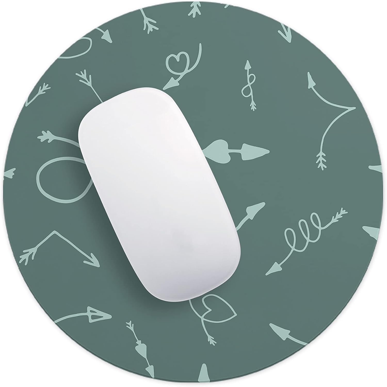 Mousepad Rotund 22 cm – Direcție și Creativitate cu Design Pattern Săgeți Teal - imagine 4
