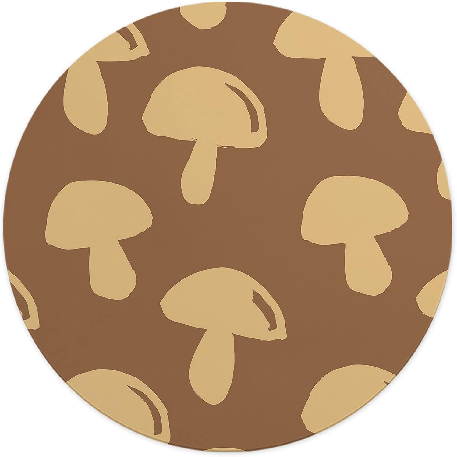 Mousepad Rotund 22 cm – Farmecul Pădurii cu Design Pattern Ciuperci Stilizate