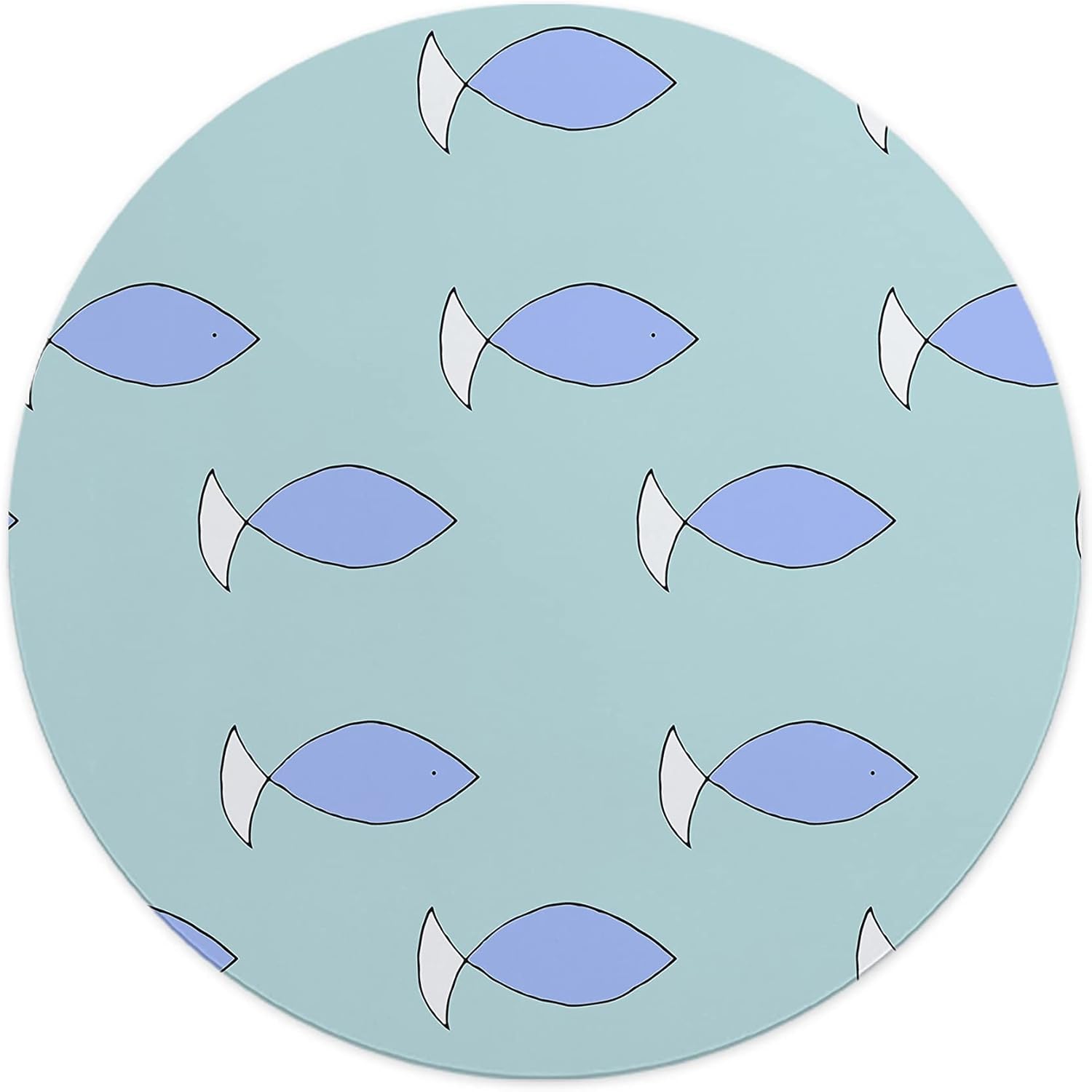 Mousepad Rotund 22 cm – Calm și Fluiditate cu Design Pattern Peștișori Pastel
