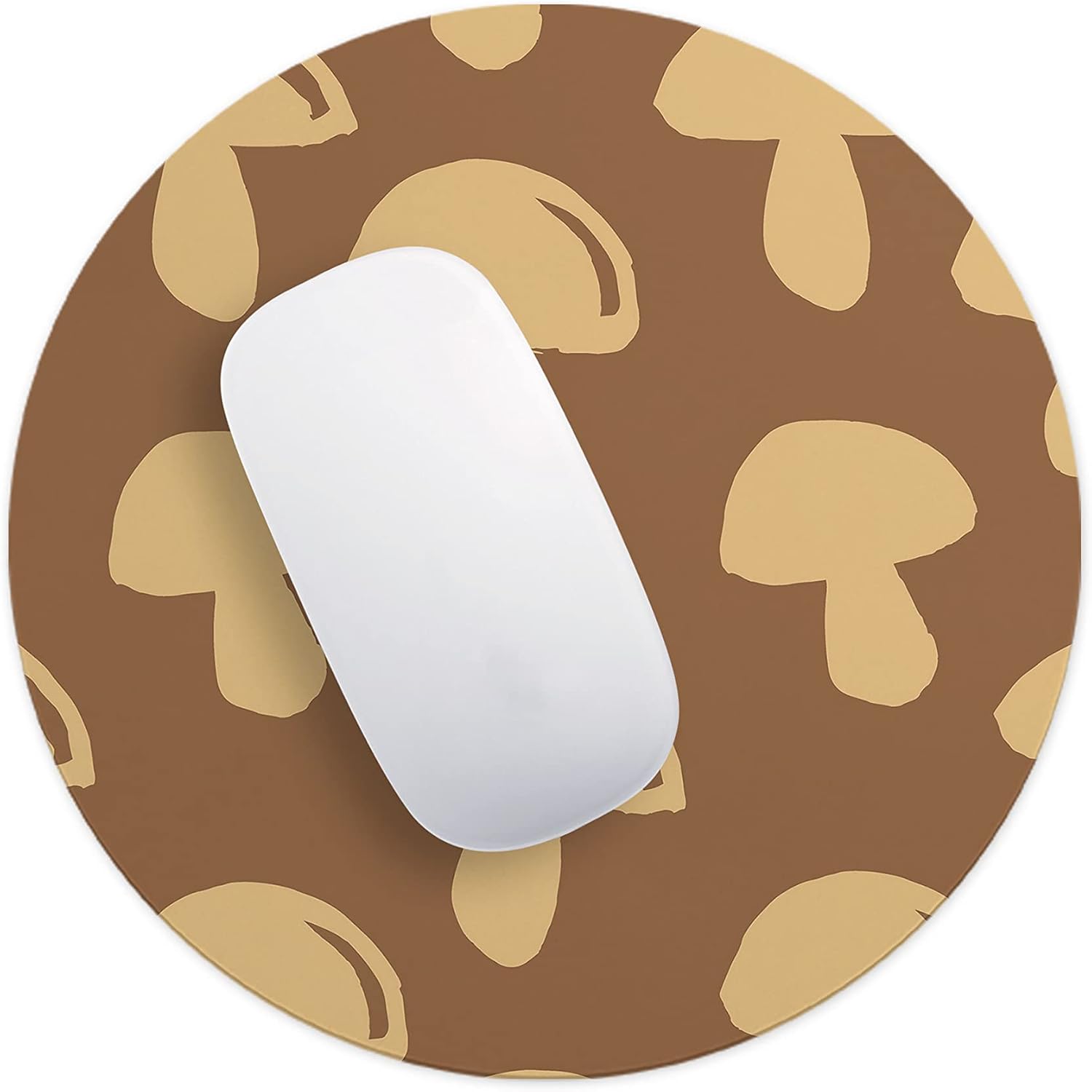 Mousepad Rotund 22 cm – Farmecul Pădurii cu Design Pattern Ciuperci Stilizate - imagine 4