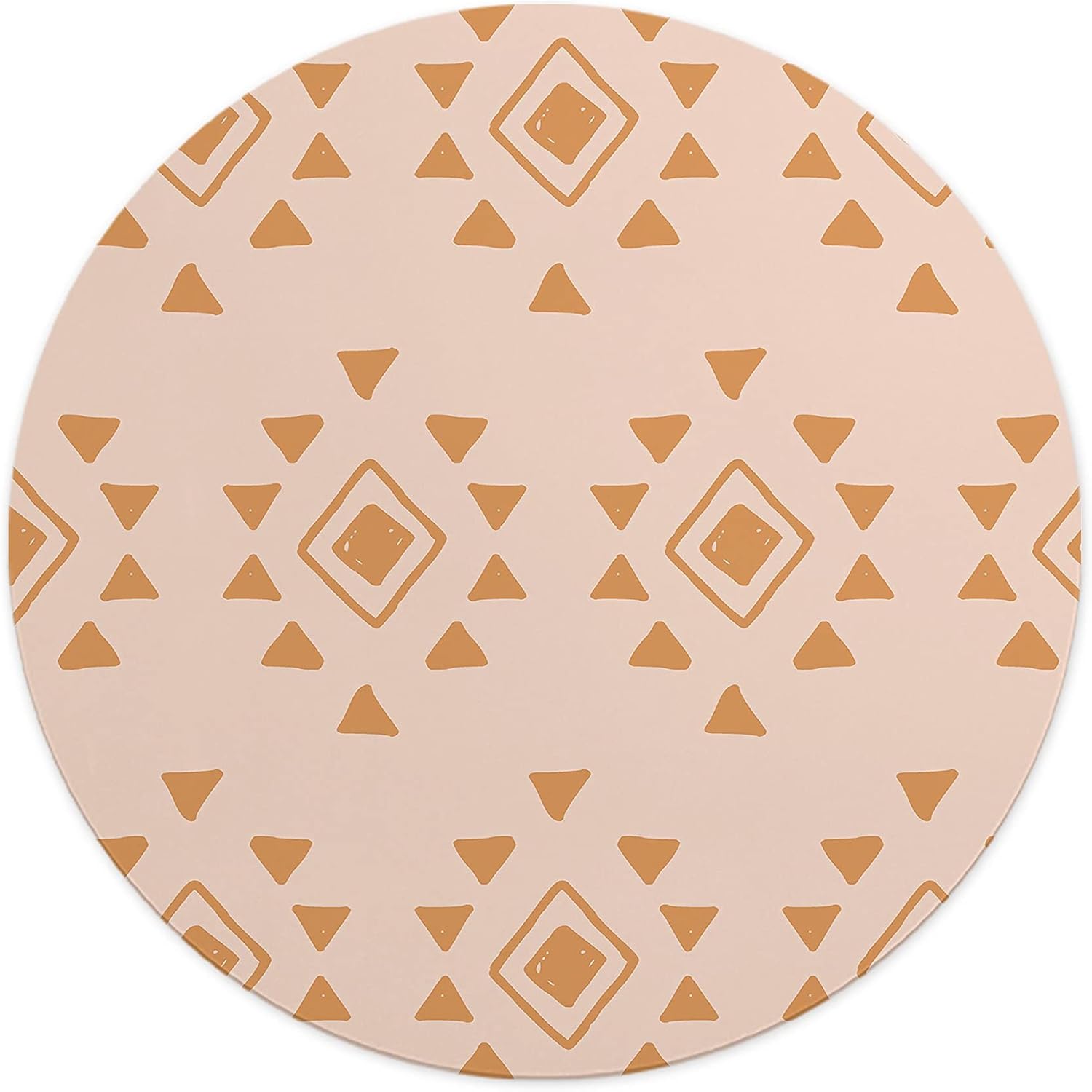 Mousepad Rotund 22 cm – Stil Artizanal și Căldură cu Design Boho Geometric