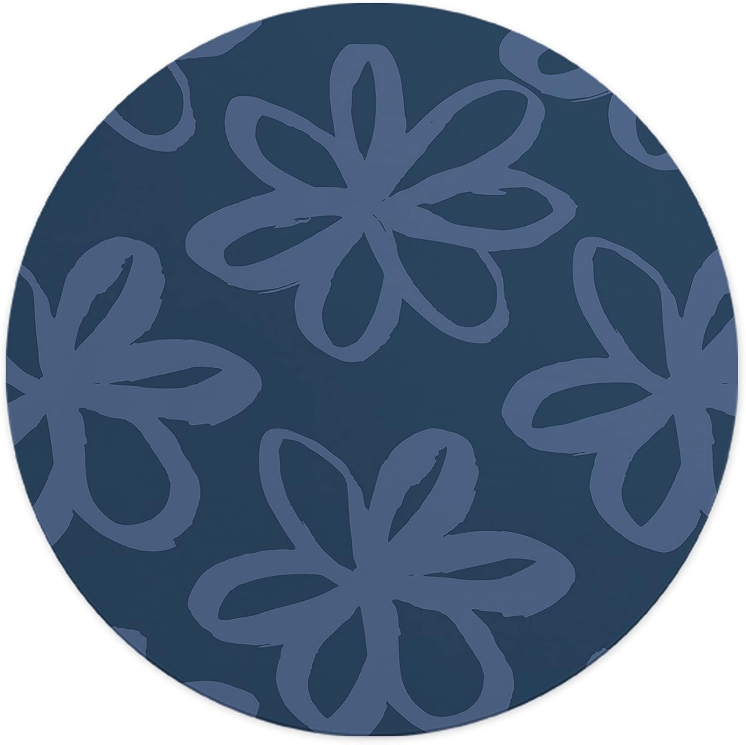 Mousepad Rotund 22 cm – Rafinament și Profunzime cu Design Floral Navy & Indigo