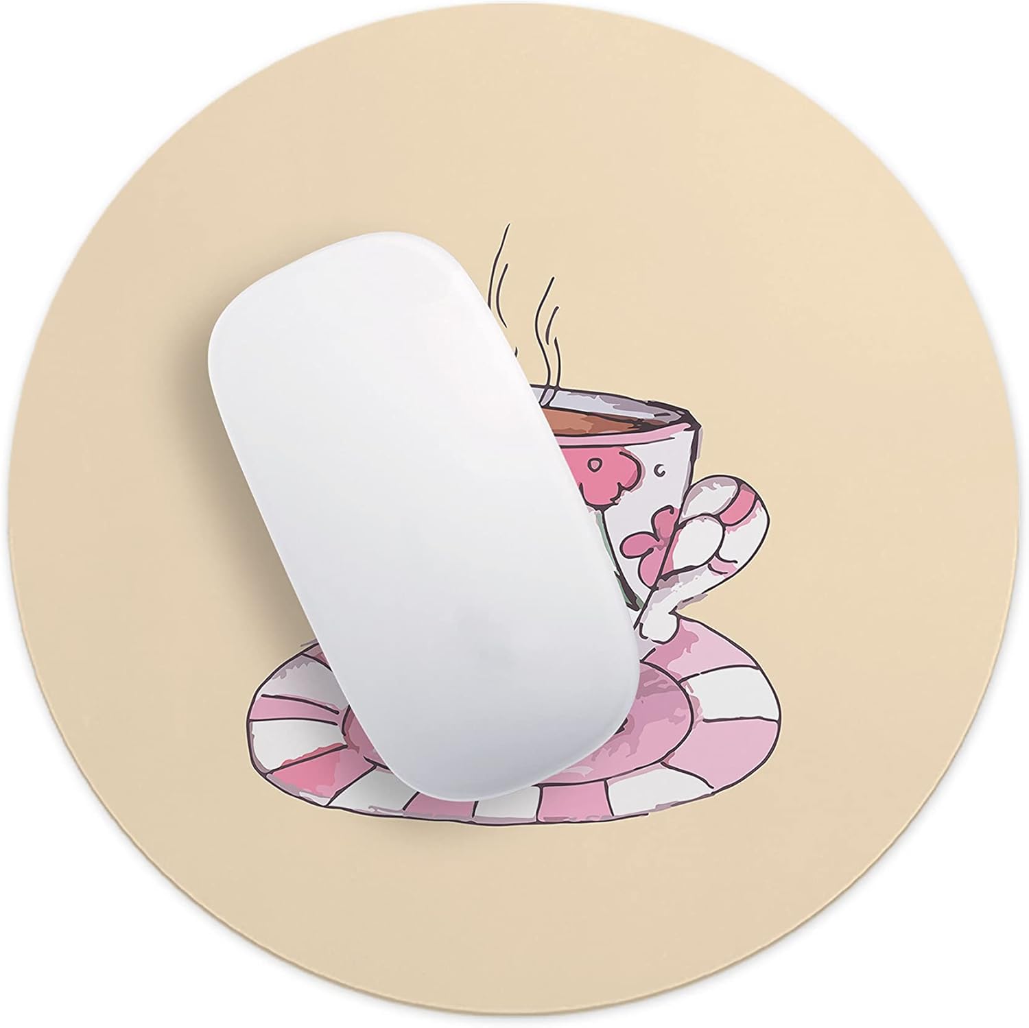 Mousepad Rotund 22 cm – Relaxare și Eleganță cu Design Floral Ceașcă de Ceai - imagine 4