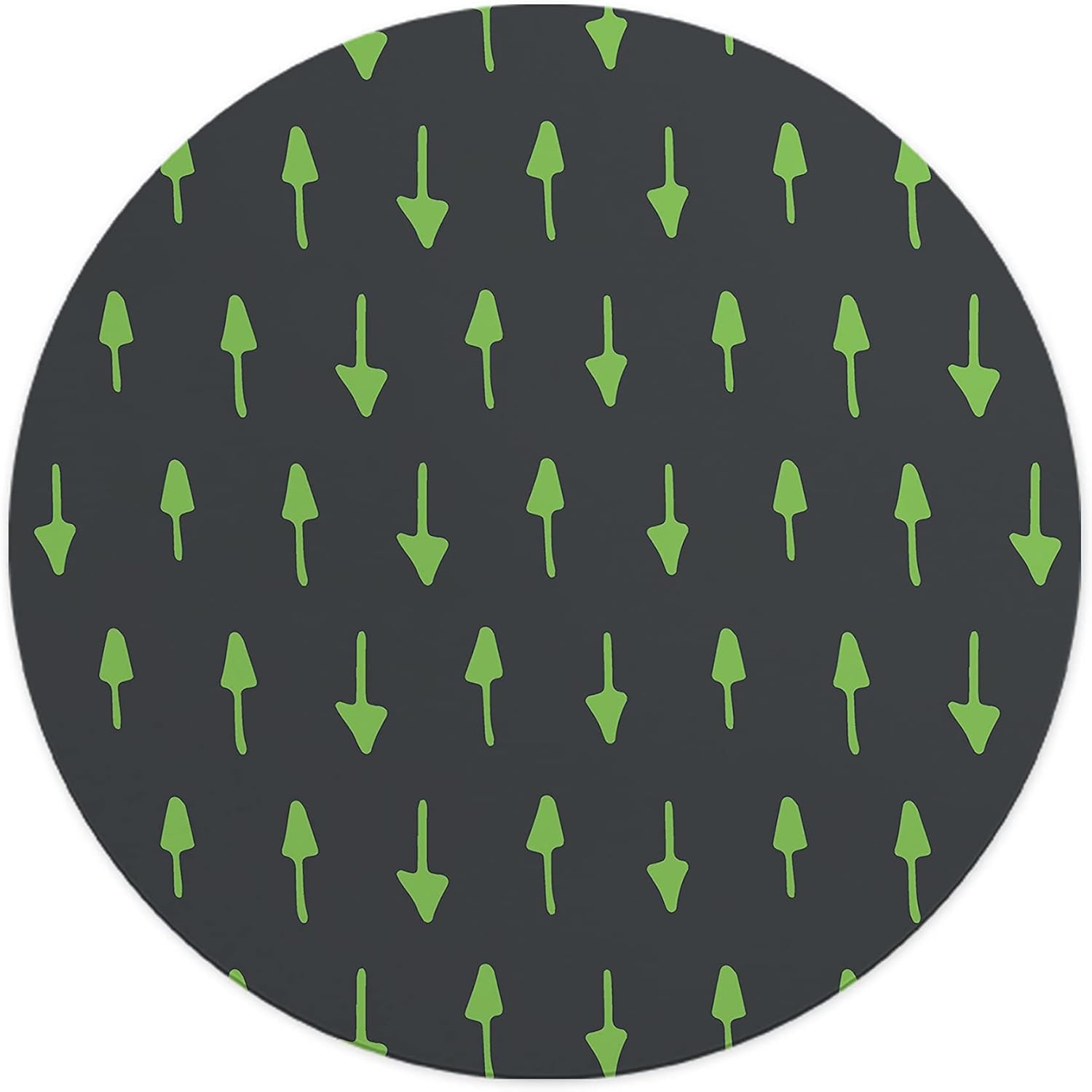 Mousepad Rotund 22 cm – Design Geometric cu Săgeți Verzi