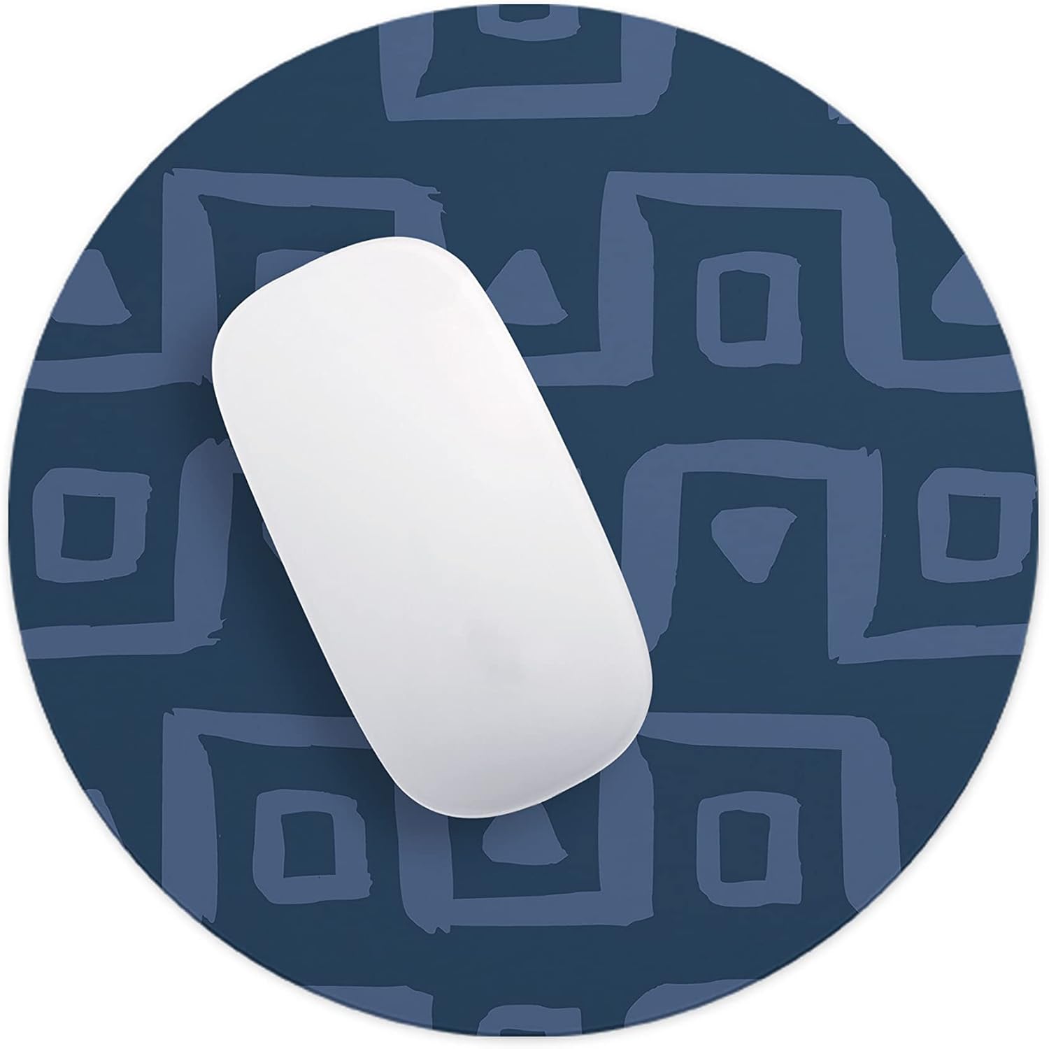 Mousepad Rotund 22 cm – Eleganță și Structură cu Design Geometric Albastru Marin - imagine 4