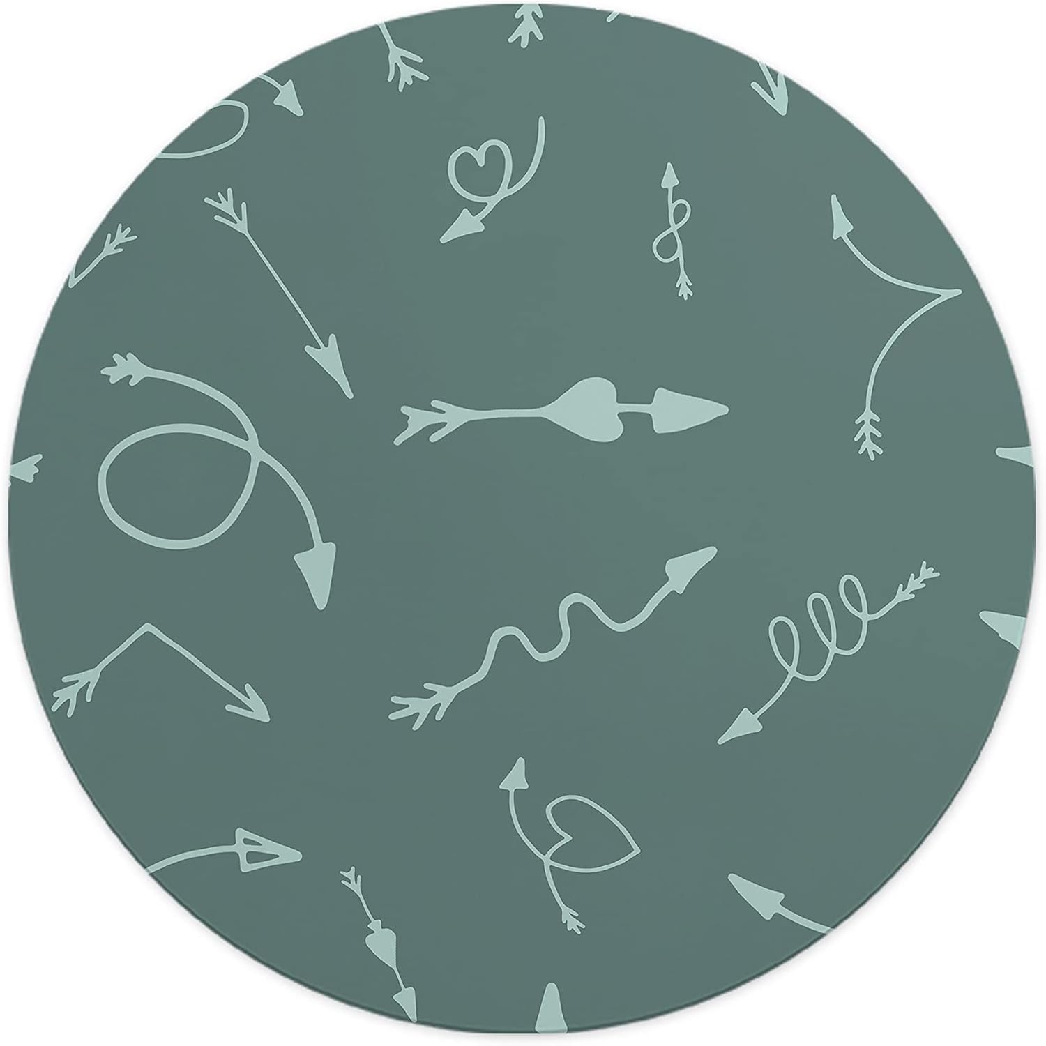 Mousepad Rotund 22 cm – Direcție și Creativitate cu Design Pattern Săgeți Teal