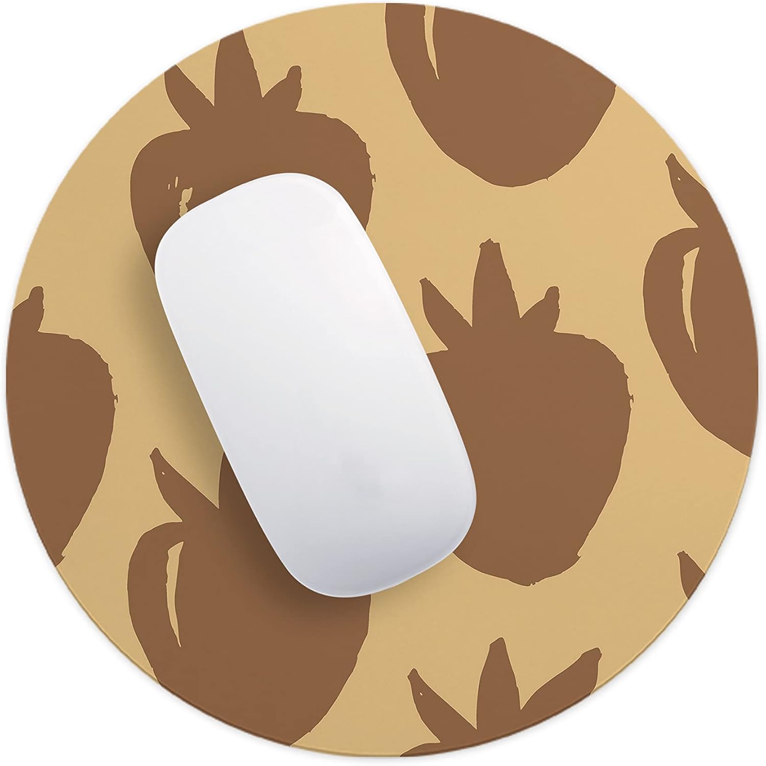 Mousepad Rotund 22 cm – Farmec Rural și Stil cu Design Căpșuni Maro - imagine 4