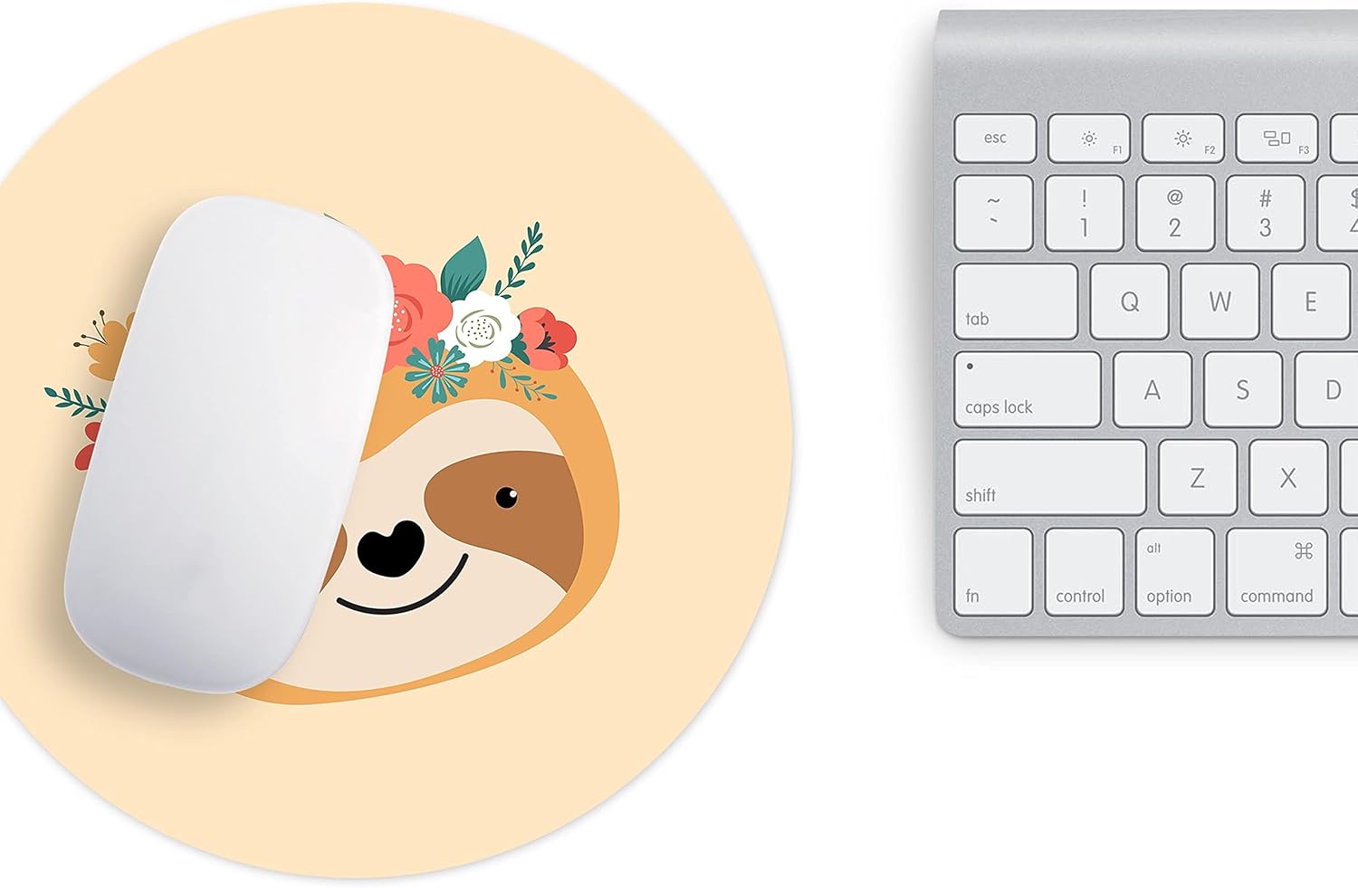 Mousepad Rotund 22 cm – Leneș Zâmbitor cu Coroniță de Flori - imagine 3