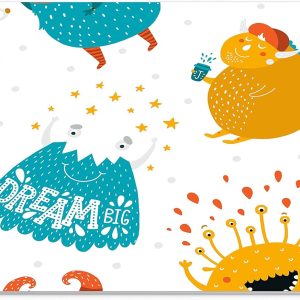 Mouse Pad Monștri Colorați „Dream Big” – Design Jucăuș pentru Copii, Textil, 22 x 18 cm