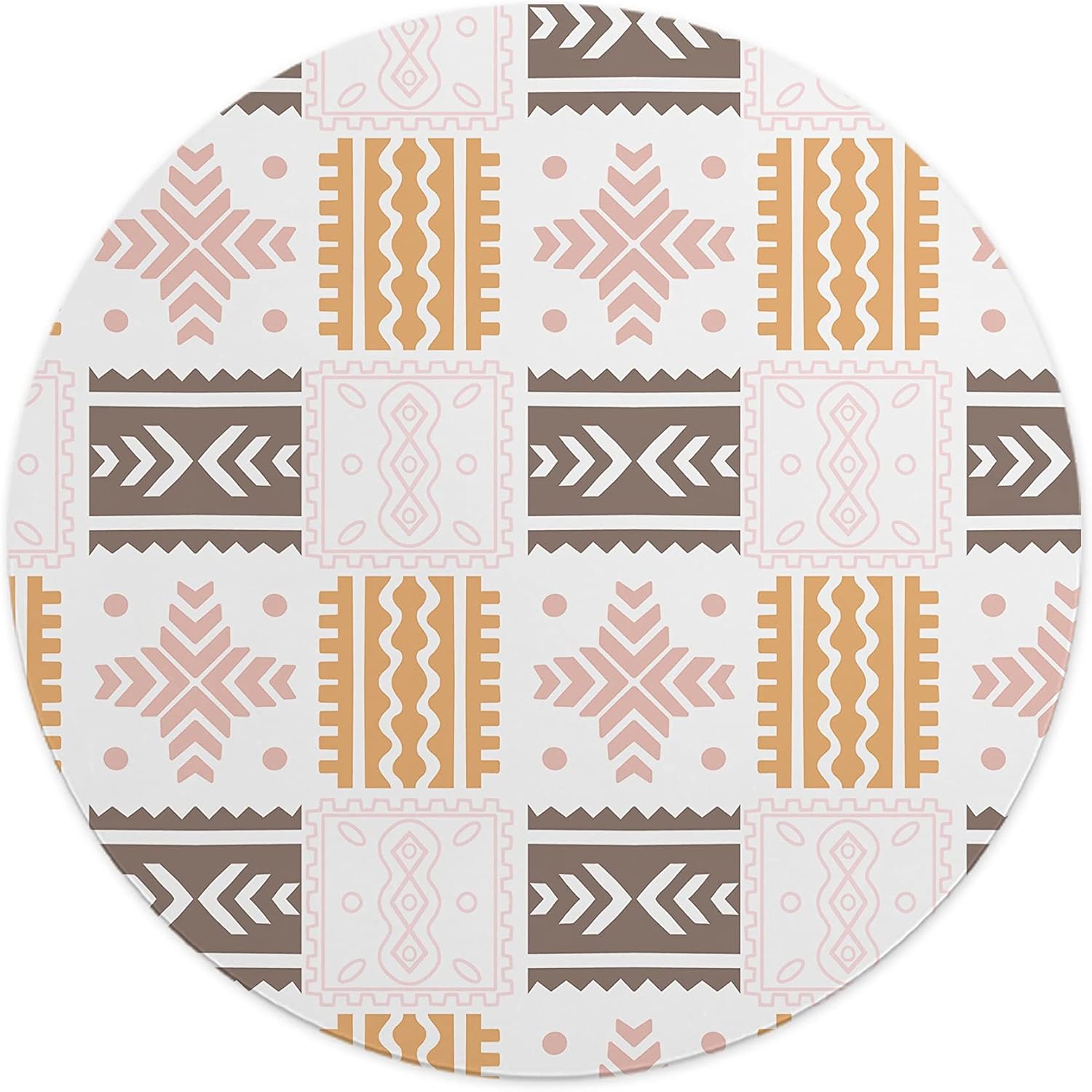 Mousepad rotund 22 cm – model geometric etnic pastel
