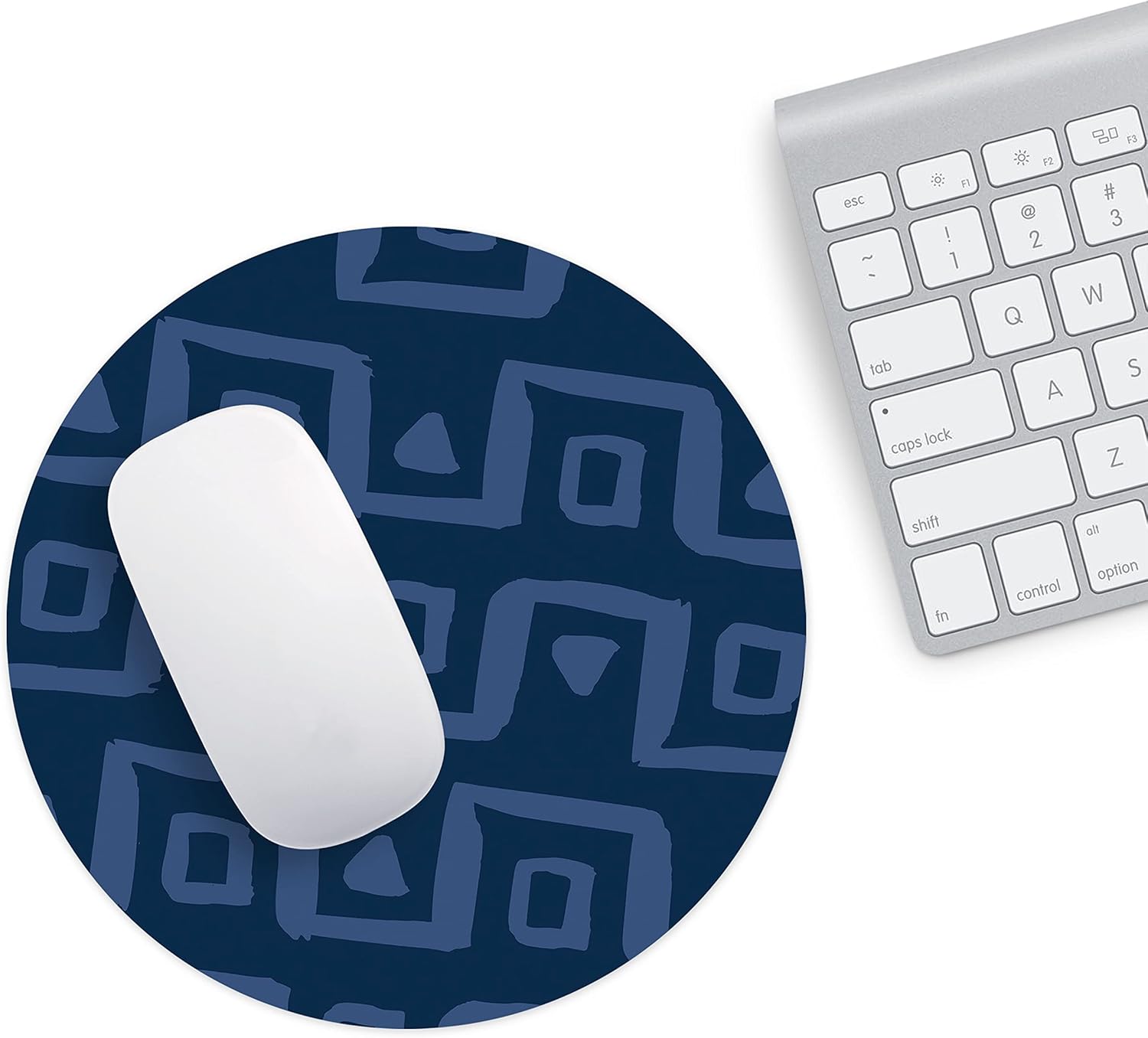 Mousepad Rotund 22 cm – Eleganță și Structură cu Design Geometric Albastru Marin - imagine 2