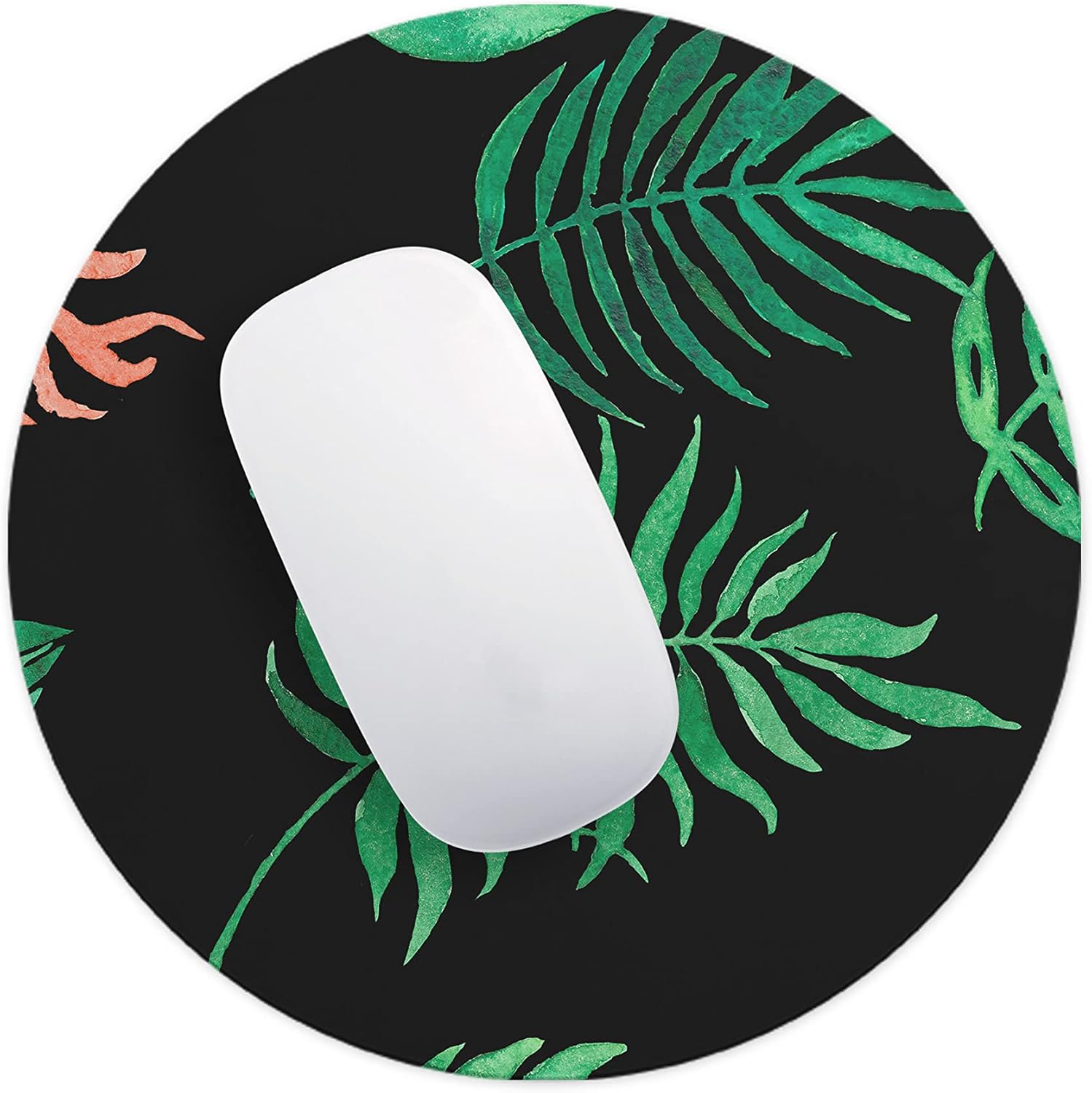 Mousepad Rotund 22 cm – Eleganță Tropicală cu Design Frunze de Palmier - imagine 4