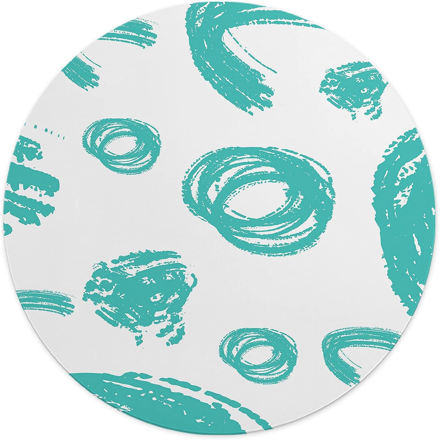 Mousepad Rotund 22 cm – Energie și Creativitate cu Design Abstract Cercuri Turcoaz