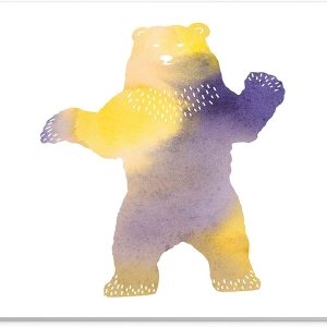 Mouse Pad Urs Watercolor – Design Artistic în Galben și Violet, Suprafață Textilă, 22 x 18 cm