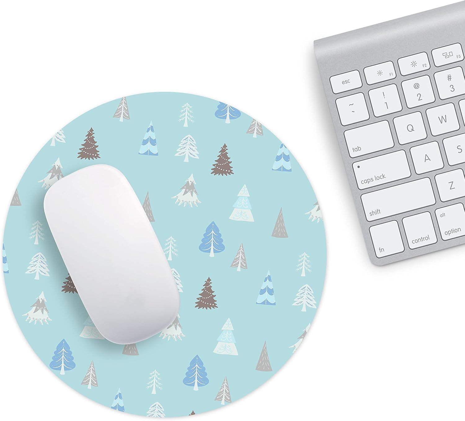 Mousepad Rotund 22 cm – Atmosferă Festivă și Confort cu Design Brazi de Iarnă - imagine 2