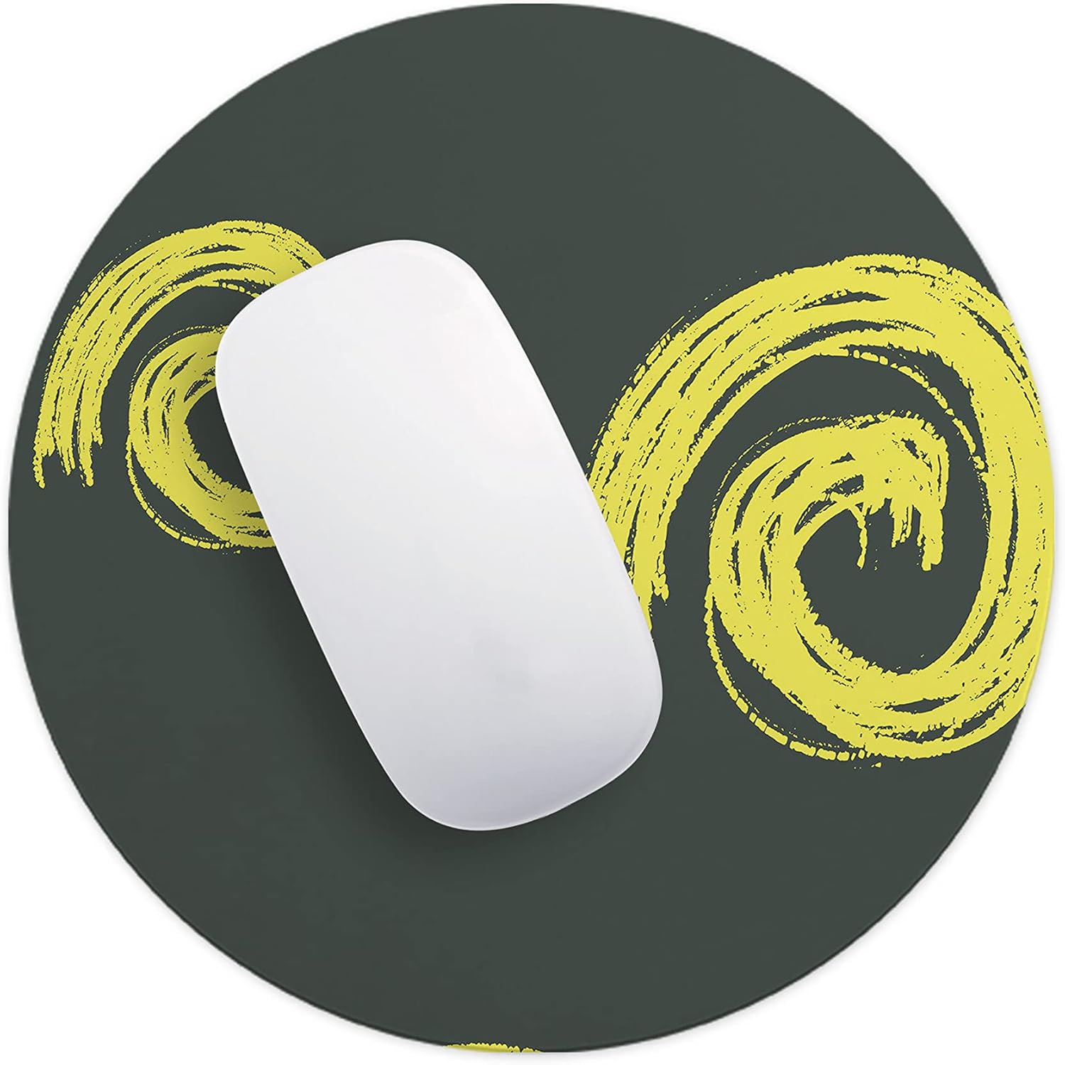 Mousepad Rotund 22 cm – Energie și Contrast cu Design Abstract Spirale Neon - imagine 4