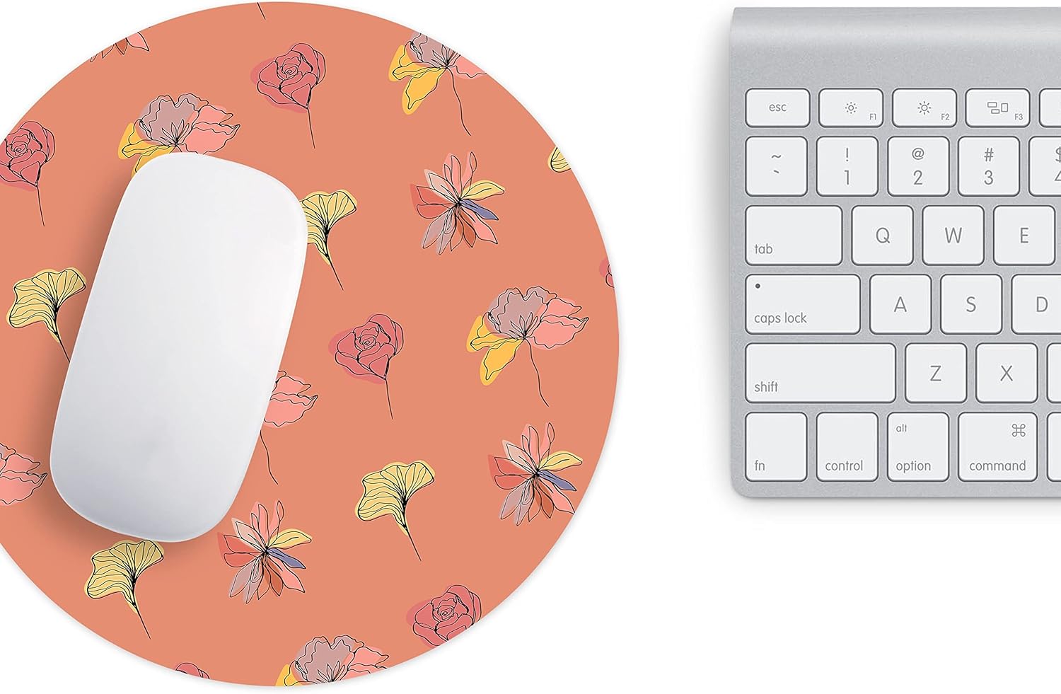 Mousepad Rotund 22 cm – Rafinament și Artă Modernă cu Design Floral Line Art - imagine 3