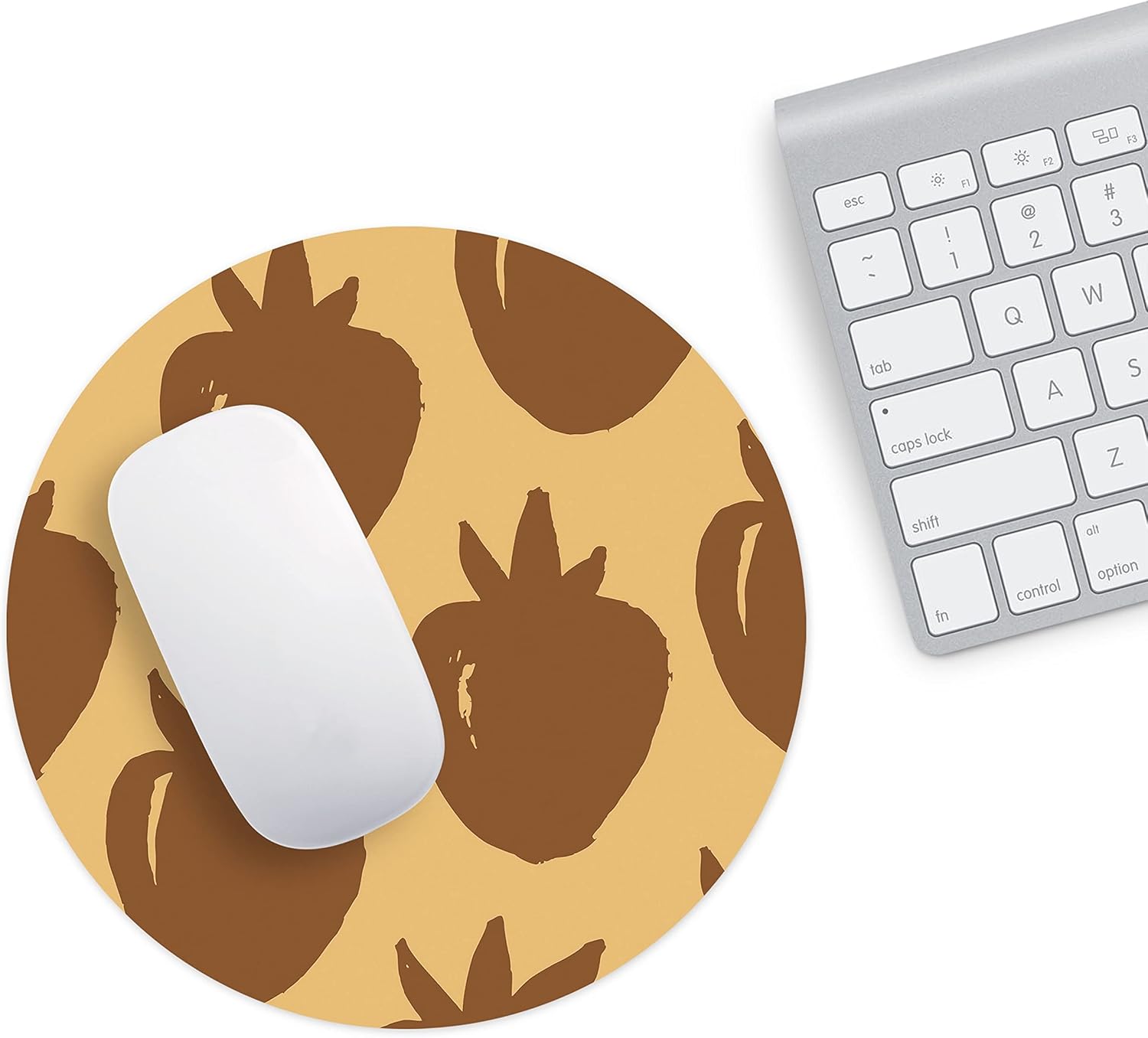 Mousepad Rotund 22 cm – Farmec Rural și Stil cu Design Căpșuni Maro - imagine 2