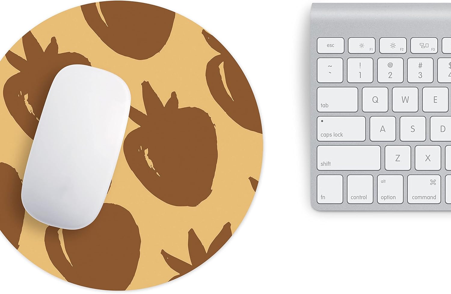 Mousepad Rotund 22 cm – Farmec Rural și Stil cu Design Căpșuni Maro - imagine 3