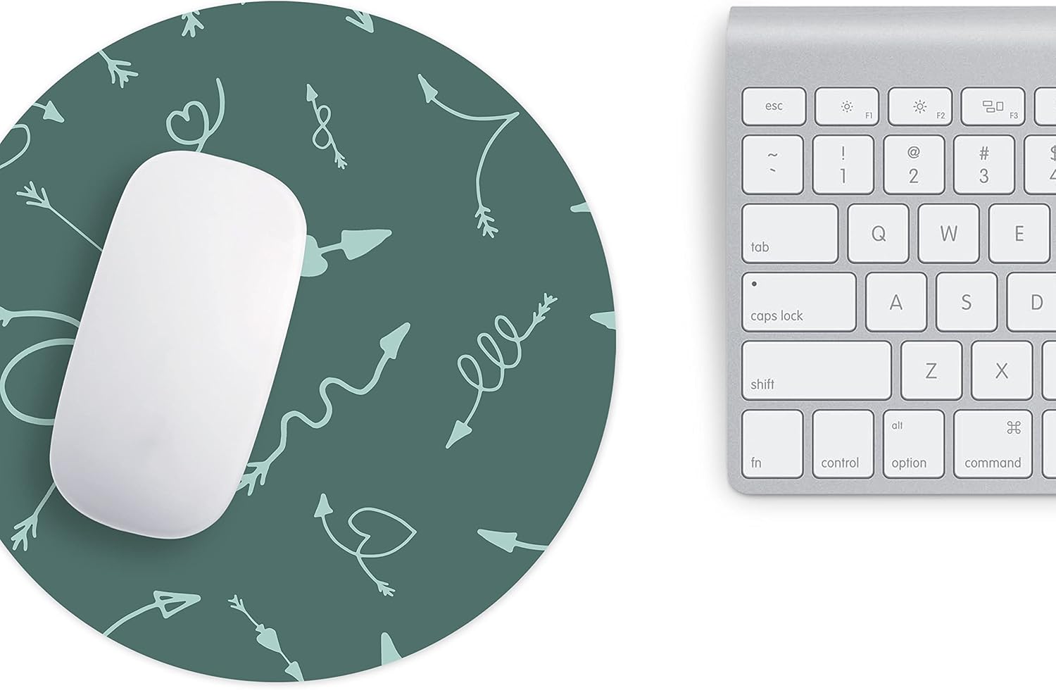 Mousepad Rotund 22 cm – Direcție și Creativitate cu Design Pattern Săgeți Teal - imagine 3