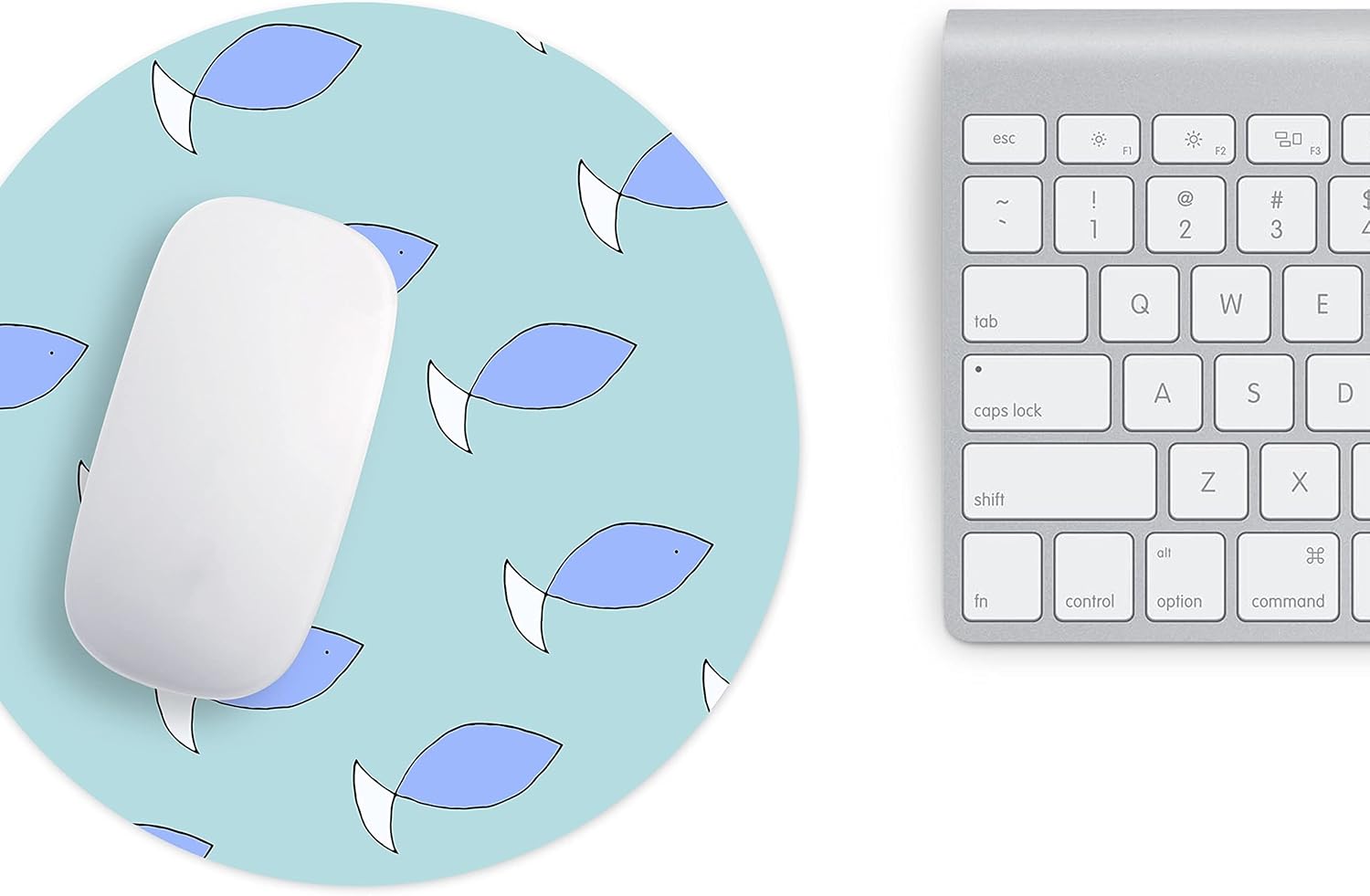 Mousepad Rotund 22 cm – Calm și Fluiditate cu Design Pattern Peștișori Pastel - imagine 3
