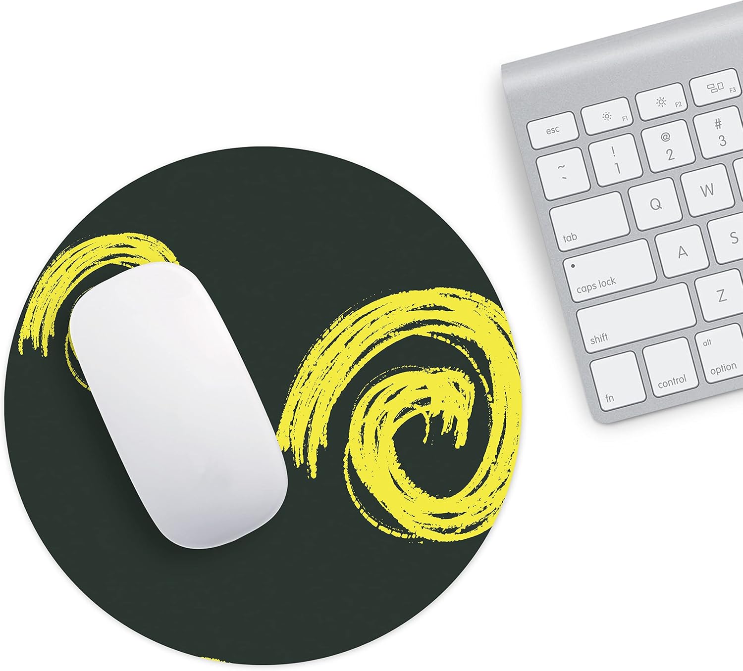 Mousepad Rotund 22 cm – Energie și Contrast cu Design Abstract Spirale Neon - imagine 2