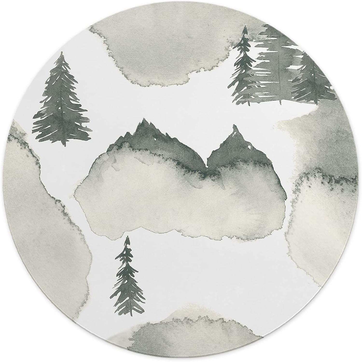 Mousepad Rotund 22 cm – Liniște și Inspirație cu Design Peisaj Montan în Acuarelă