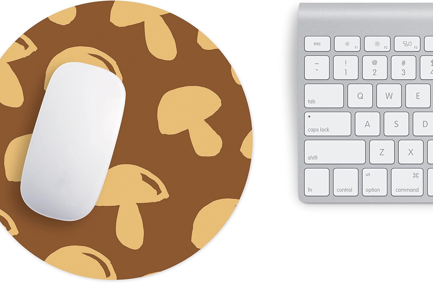 Mousepad Rotund 22 cm – Farmecul Pădurii cu Design Pattern Ciuperci Stilizate - imagine 3