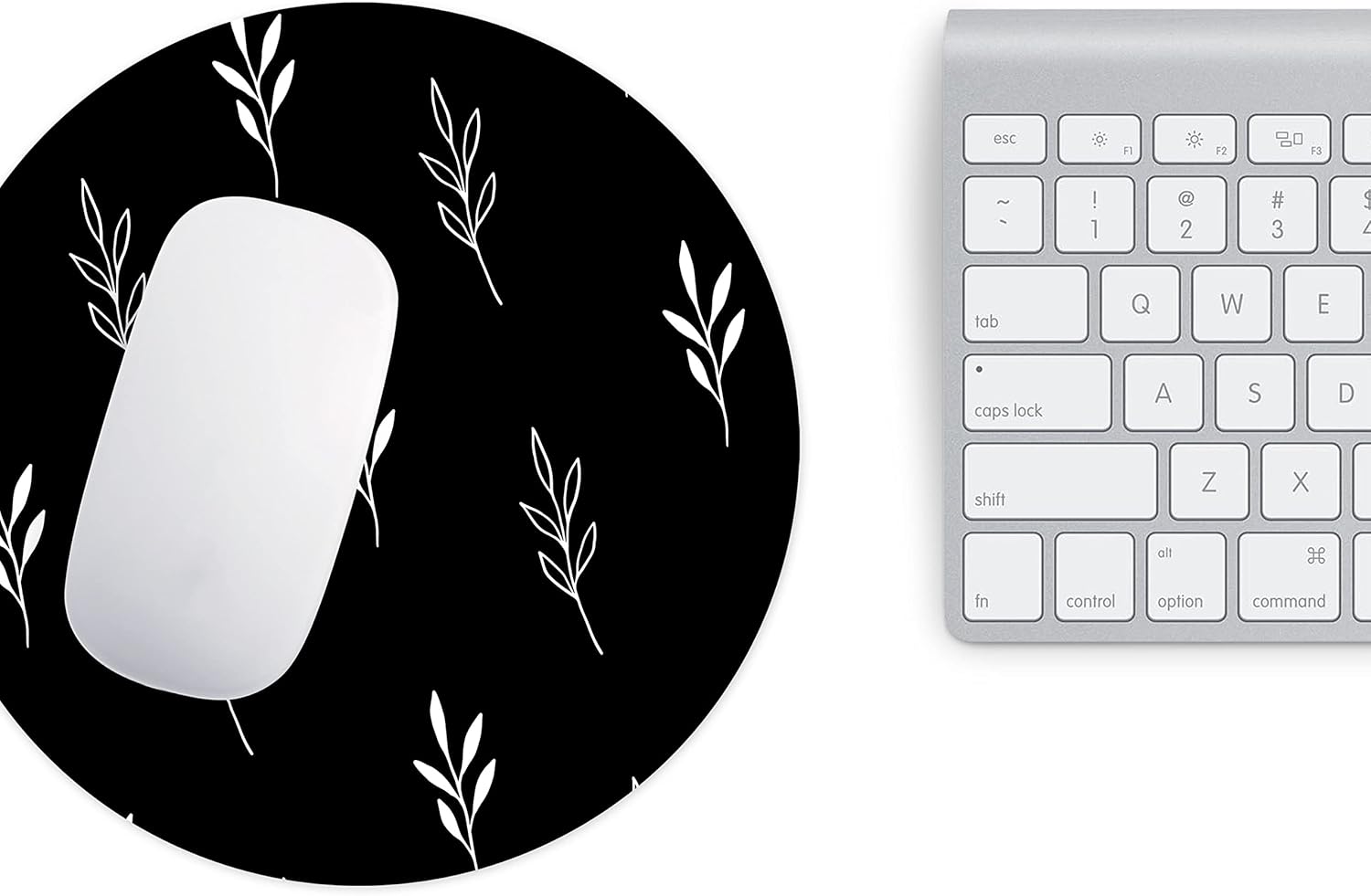 Mousepad Rotund 22 cm – Contrast și Eleganță cu Pattern Botanic Minimalist - imagine 2