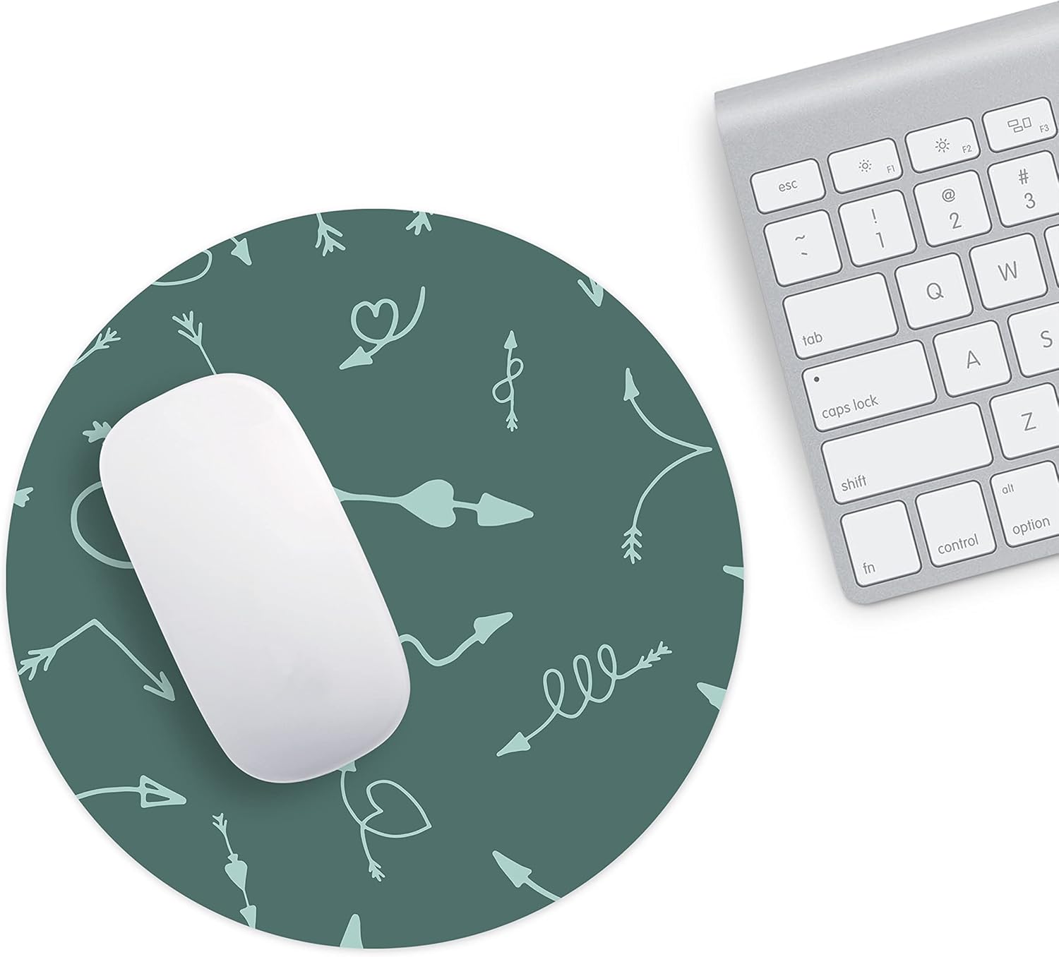 Mousepad Rotund 22 cm – Direcție și Creativitate cu Design Pattern Săgeți Teal - imagine 2