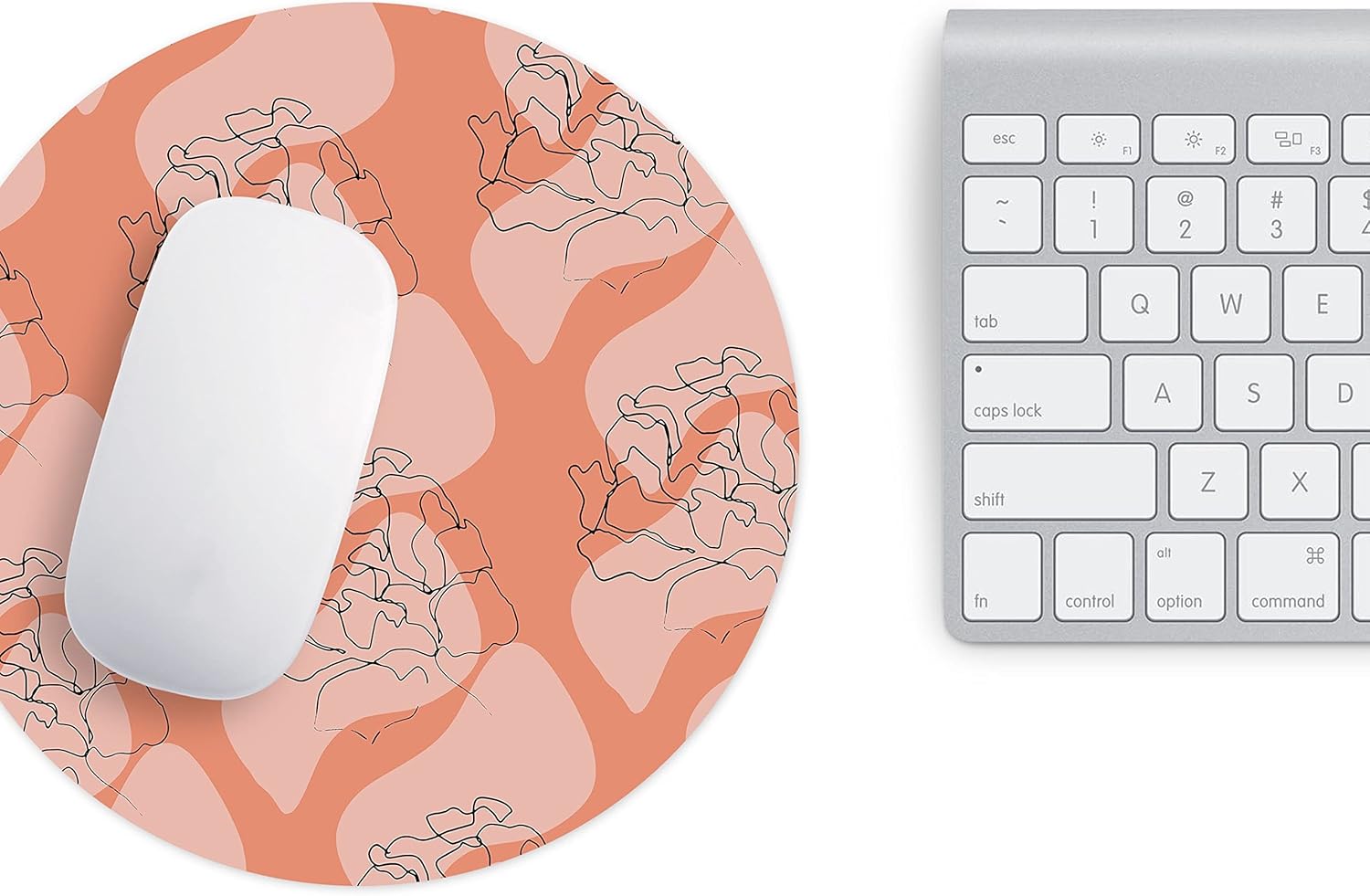 Mousepad Rotund 22 cm – Artă și Delicatețe cu Design Trandafiri Line Art - imagine 3