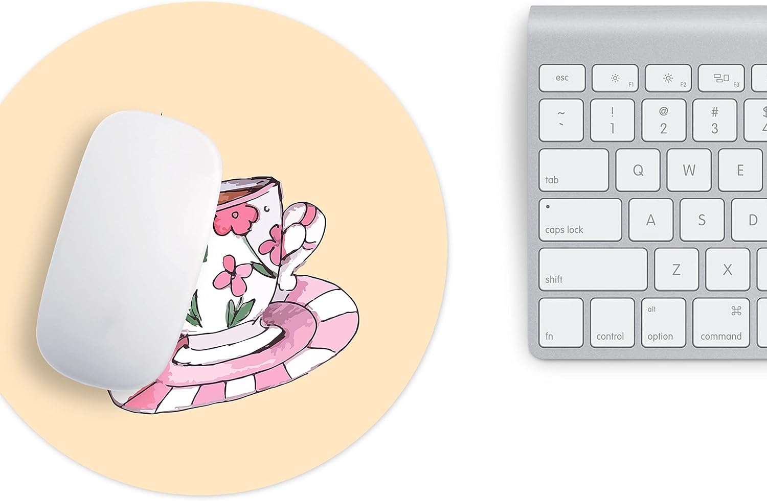 Mousepad Rotund 22 cm – Relaxare și Eleganță cu Design Floral Ceașcă de Ceai - imagine 3