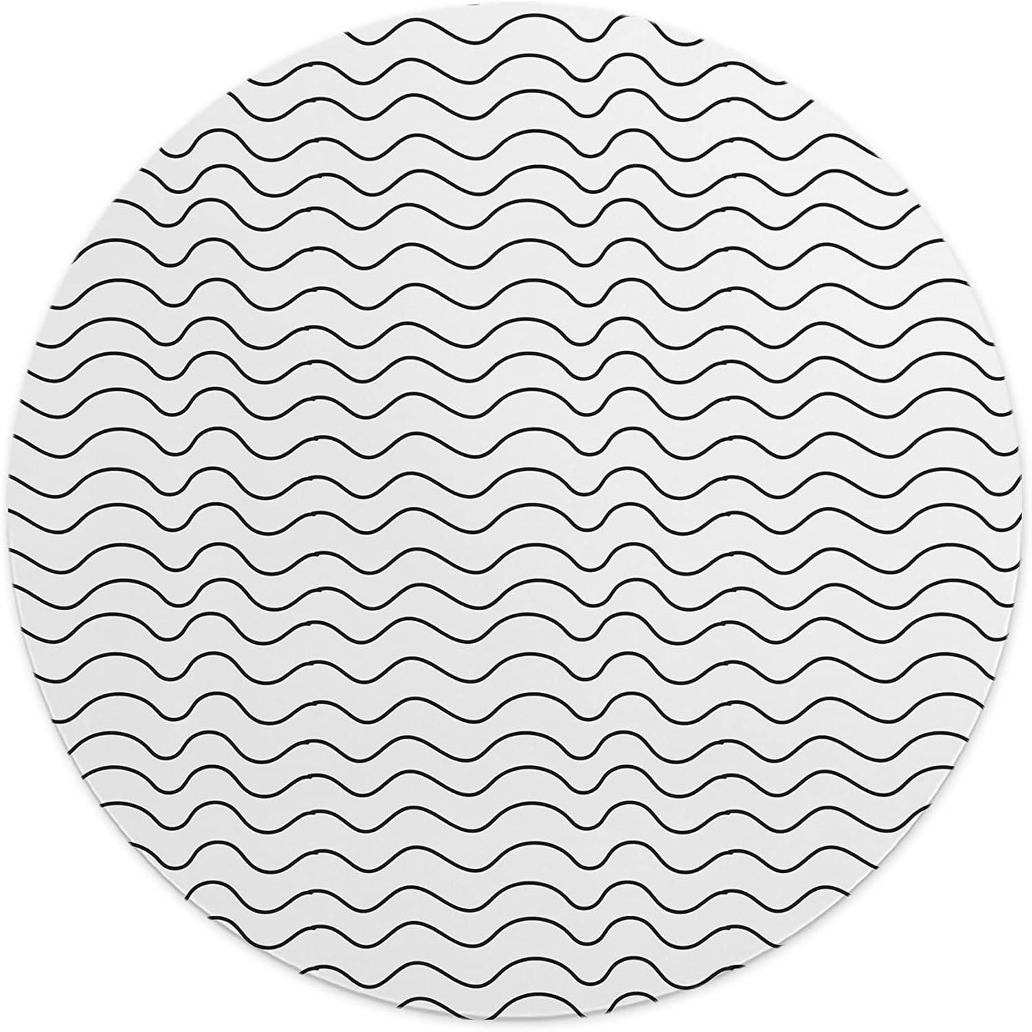 Mouse Pad Rotund 22 cm – Design Abstract cu Linii Ondulate, Antiderapant