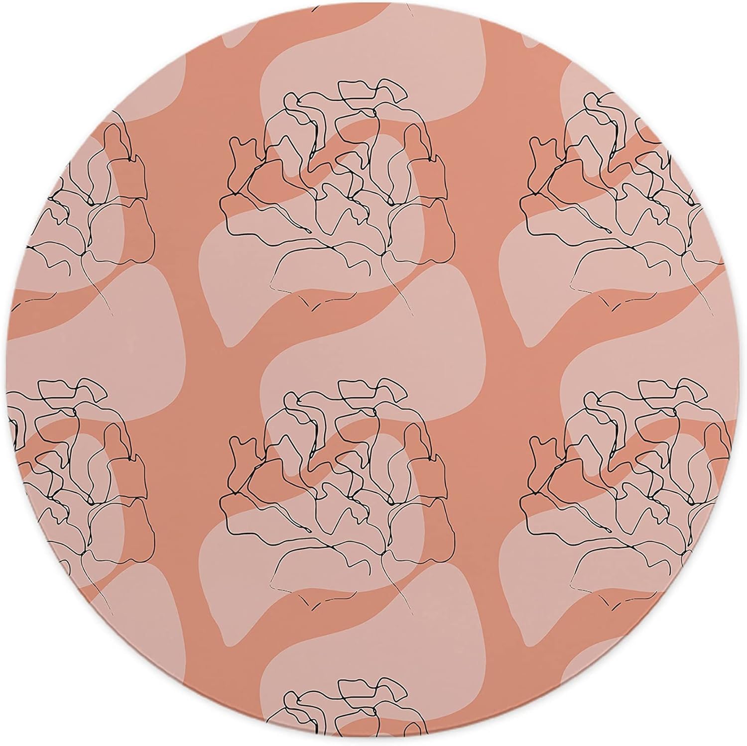 Mousepad Rotund 22 cm – Artă și Delicatețe cu Design Trandafiri Line Art