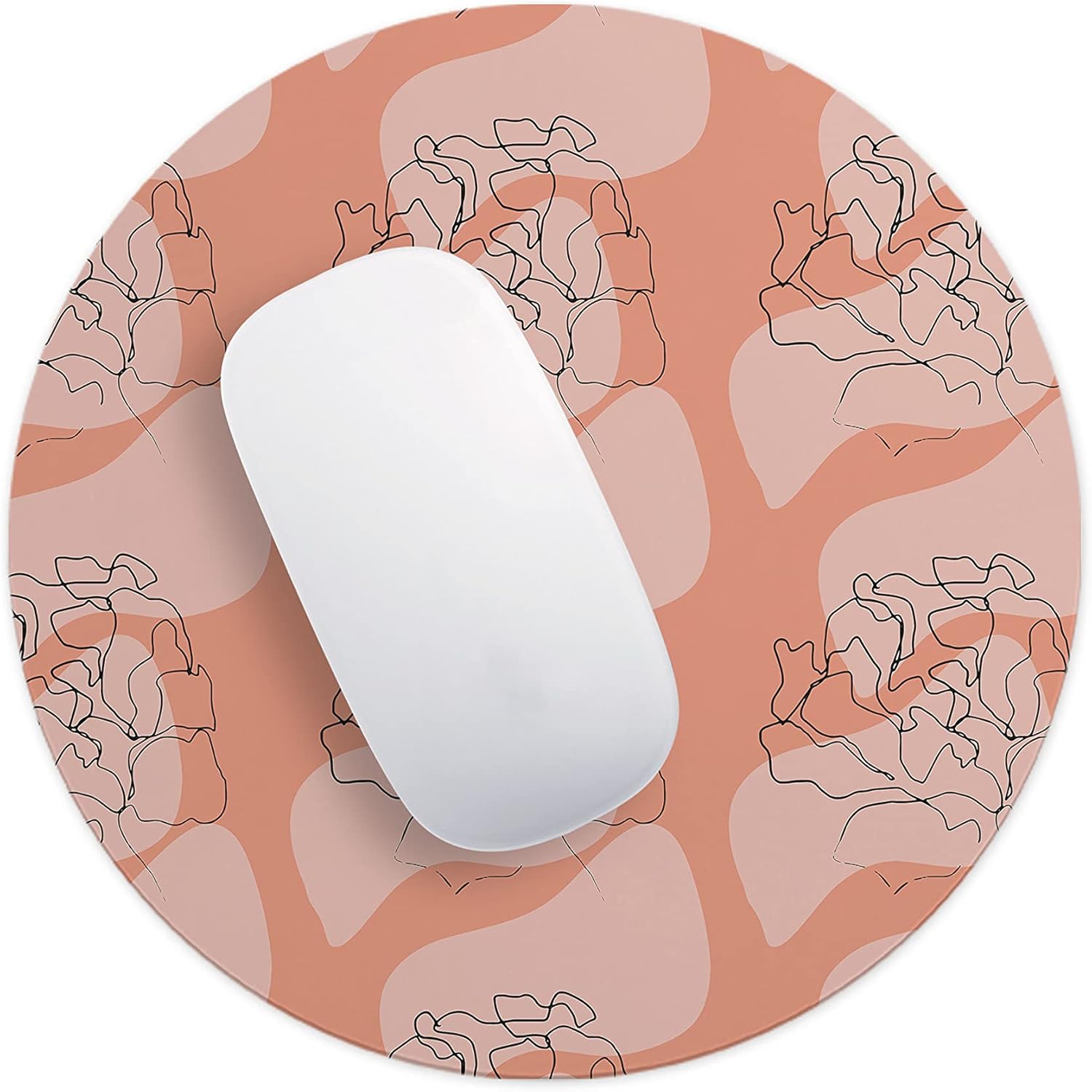 Mousepad Rotund 22 cm – Artă și Delicatețe cu Design Trandafiri Line Art - imagine 4