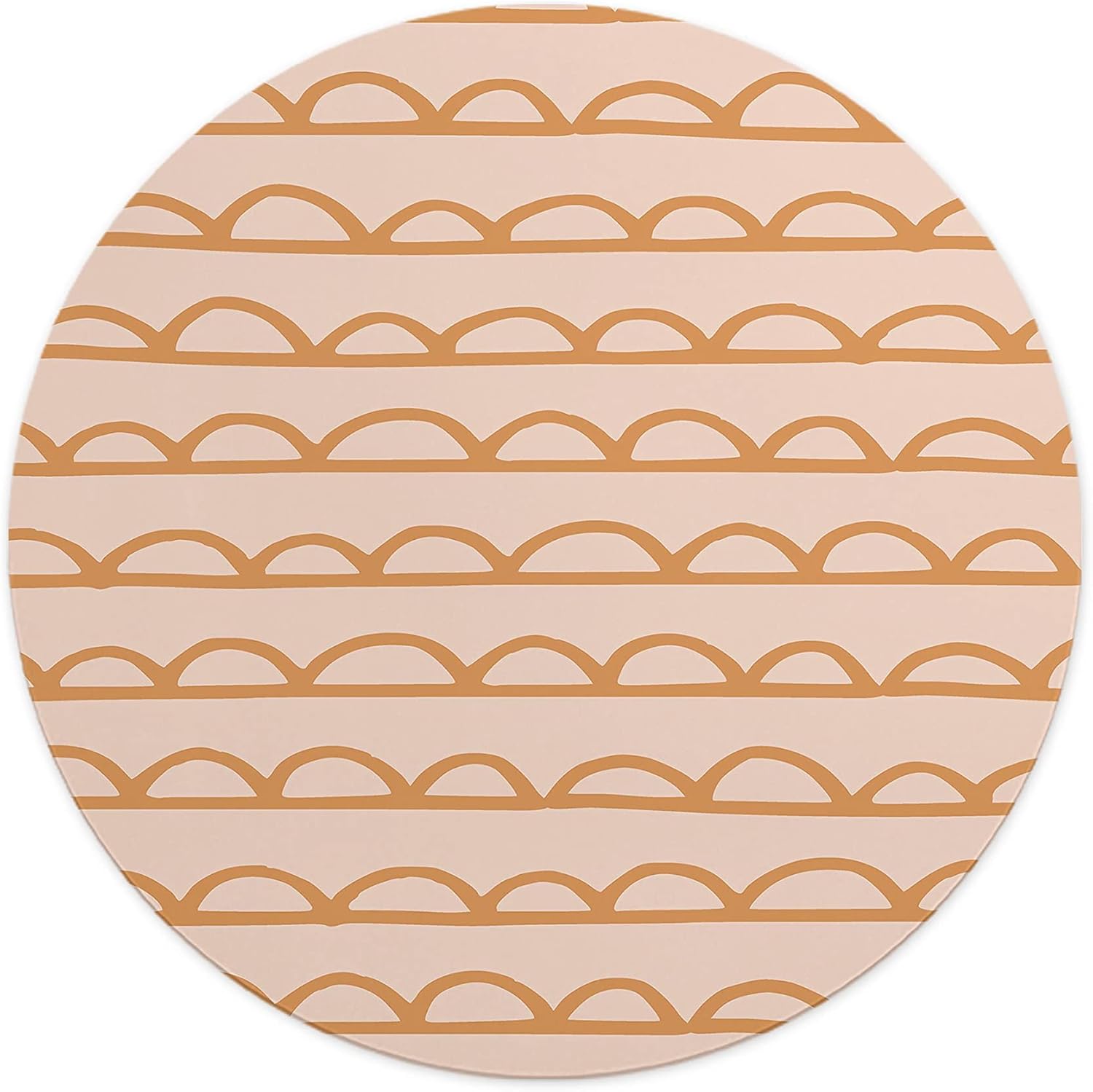 Mousepad Rotund 22 cm – Stil Boho și Echilibru cu Design Arcade Terracotta