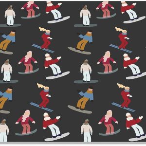 Mouse Pad Sporturi de Iarnă – Design Pattern Snowboard și Schi, Fundal Negru, 22 x 18 cm